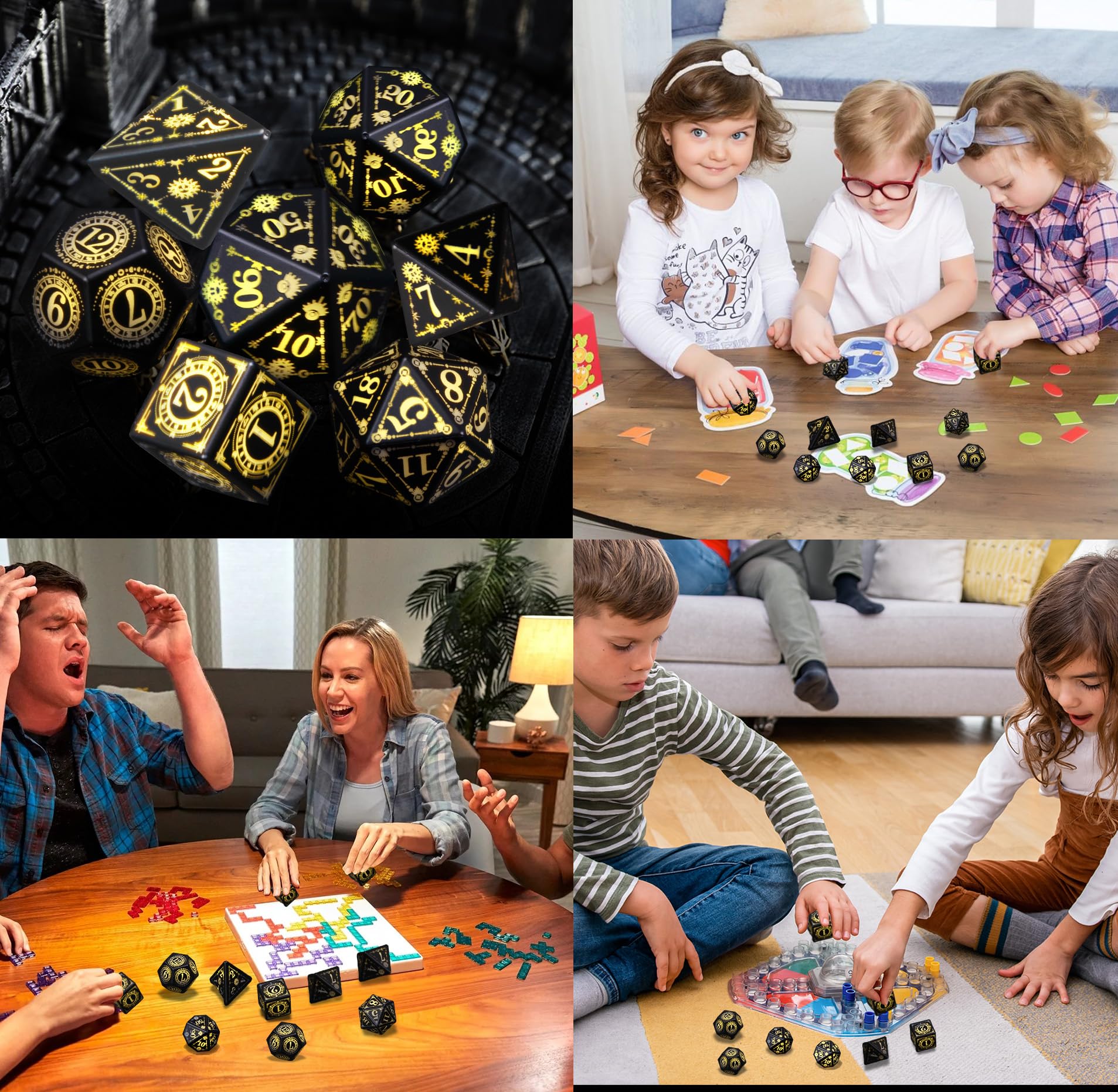 ORUZA Beleuchtetes Würfel-Set, 7-teilig, wiederaufladbare LED-DND-Würfel mit Ladebox, polyedrische, leuchtende D&D-Würfel für Dungeons and Dragons, RPG, MTG, Rollenspiele, Tischspiele