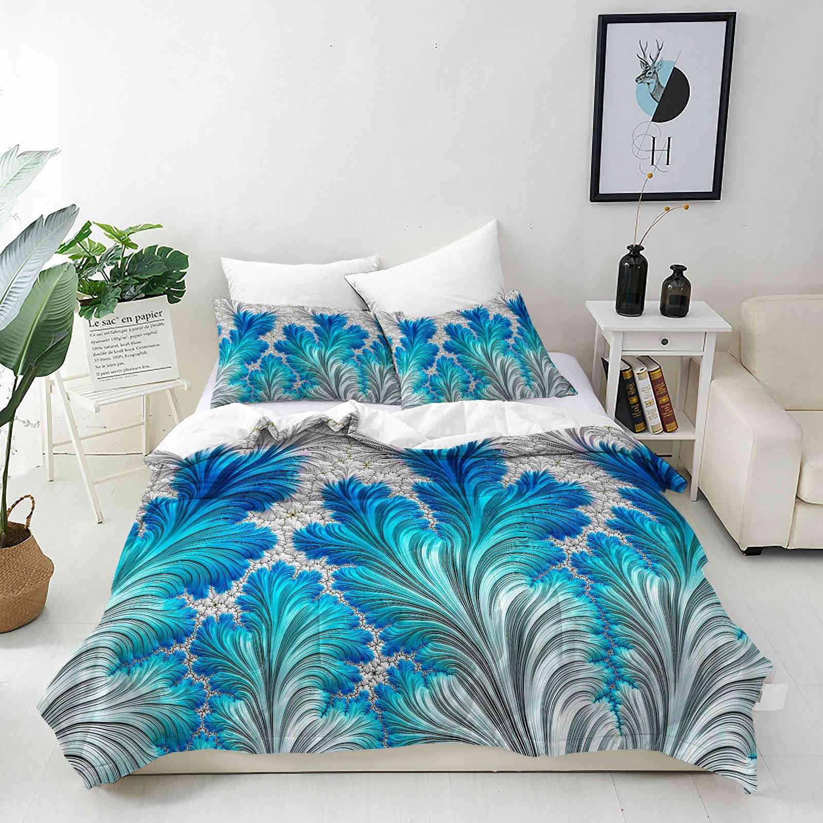ANHOPE Custom Duvet Cover & Pillowcase Customized Size Bedding Set with Abstract Geometric Fluid Wave Printed Pattern Personalised Quilt Cover for All Season
