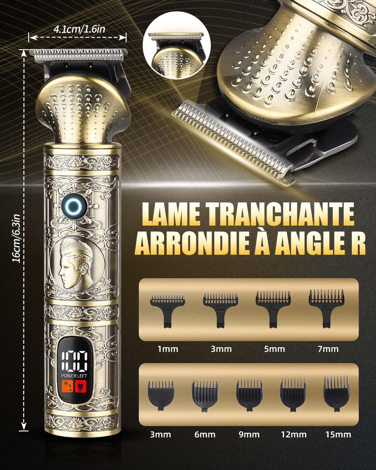 7 en 1 Tondeuse Barbe Homme Tondeuse Cheveux Professionnel, Lame en T Rasoir Électrique Kit avec Écran LED, Kit de Tondeuse Cheveux Barbe sans Fil Etanche Tondeuse Corps Homme pour Cadeau