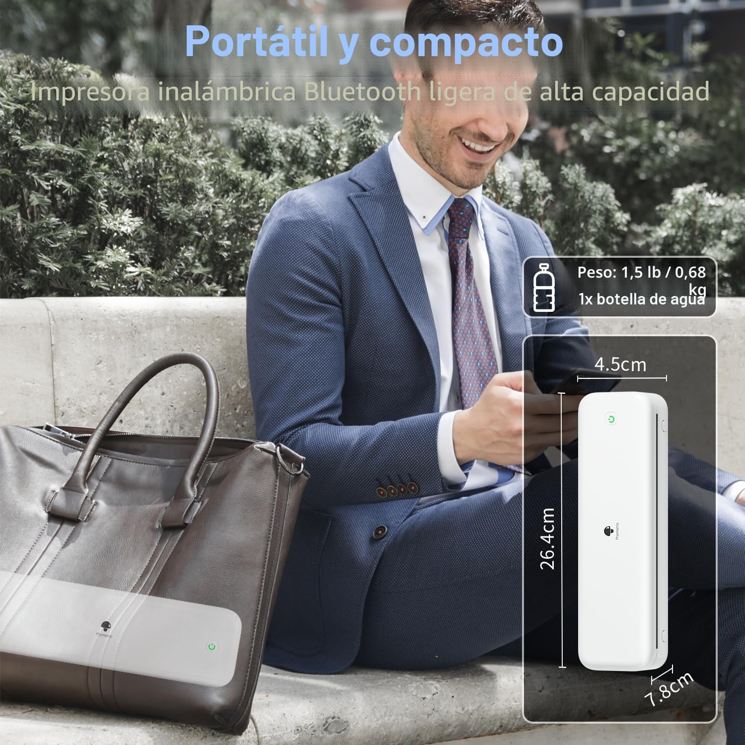 Phomemo M834 Impresora Termica A4, Impresora Portatil Sin Tinta, Conexión de Smartphone por Bluetooth, Admite Papel Térmico A4 (210x297 mm), 80mm, Impresora Portátil Movil, 300DPI