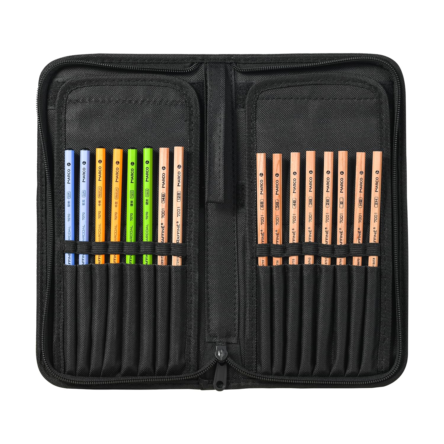 MARCO Ensemble de 31 crayons de dessin pour croquis et peinture, idéal pour les débutants, artistes et adultes