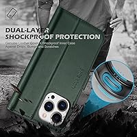 Vista 4 de SHIELDON Funda para iPhone 13 Pro, piel auténtica para iPhone 13 Pro 5G, con soporte de bloqueo RFID, ranuras para tarjetas, funda magnética a