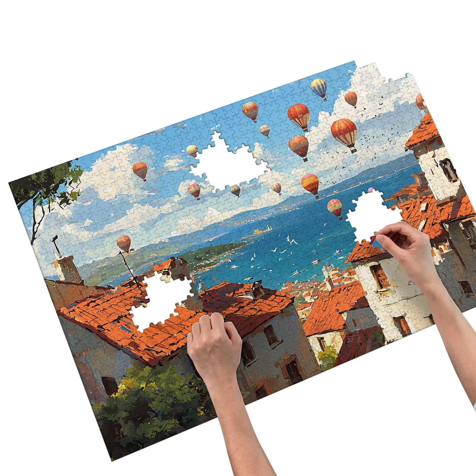 Puzzle 3000 Teile Erwachsene, Heißluftballon Puzzle 3000 Teile mit Geschenkbox, Holzpuzzle Erwachsene mit Naturholz, Geschenke für Frauen, Geschenke für Männer, Holzpuzzle für Deko Wohnzimmer, I-81