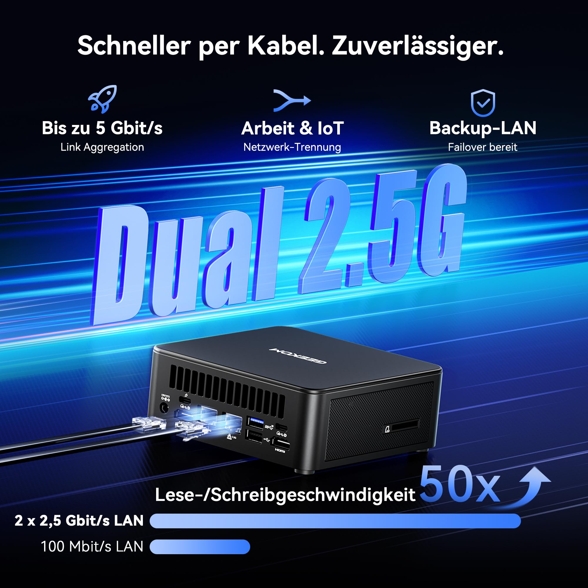 GEEKOM AI Mini PC IT13 Max[3 Jahre Garantie] mit Intel U9-185H, DDR5 RAM(Max. 128GB) & 1TB SSD(bis zu 4TB), Mini PC Windows 11 Pro mit Intel Arc Grafik, Dual 2.5G LAN, 2× USB4(20Gbps), WiFi 7, 8K