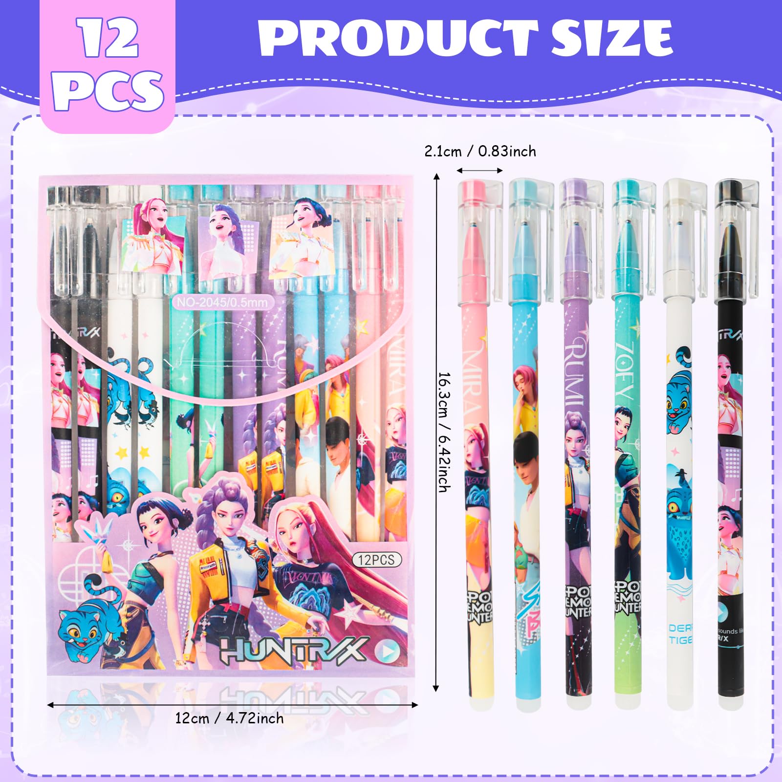 Kpop Stylos effaçables, stylos à bille rétractables Cartoon, 12 stylos à bille 0,5 mm pour enfants, set de papeterie Anime, pour les écoles, les bureaux, les récompenses, les cadeaux