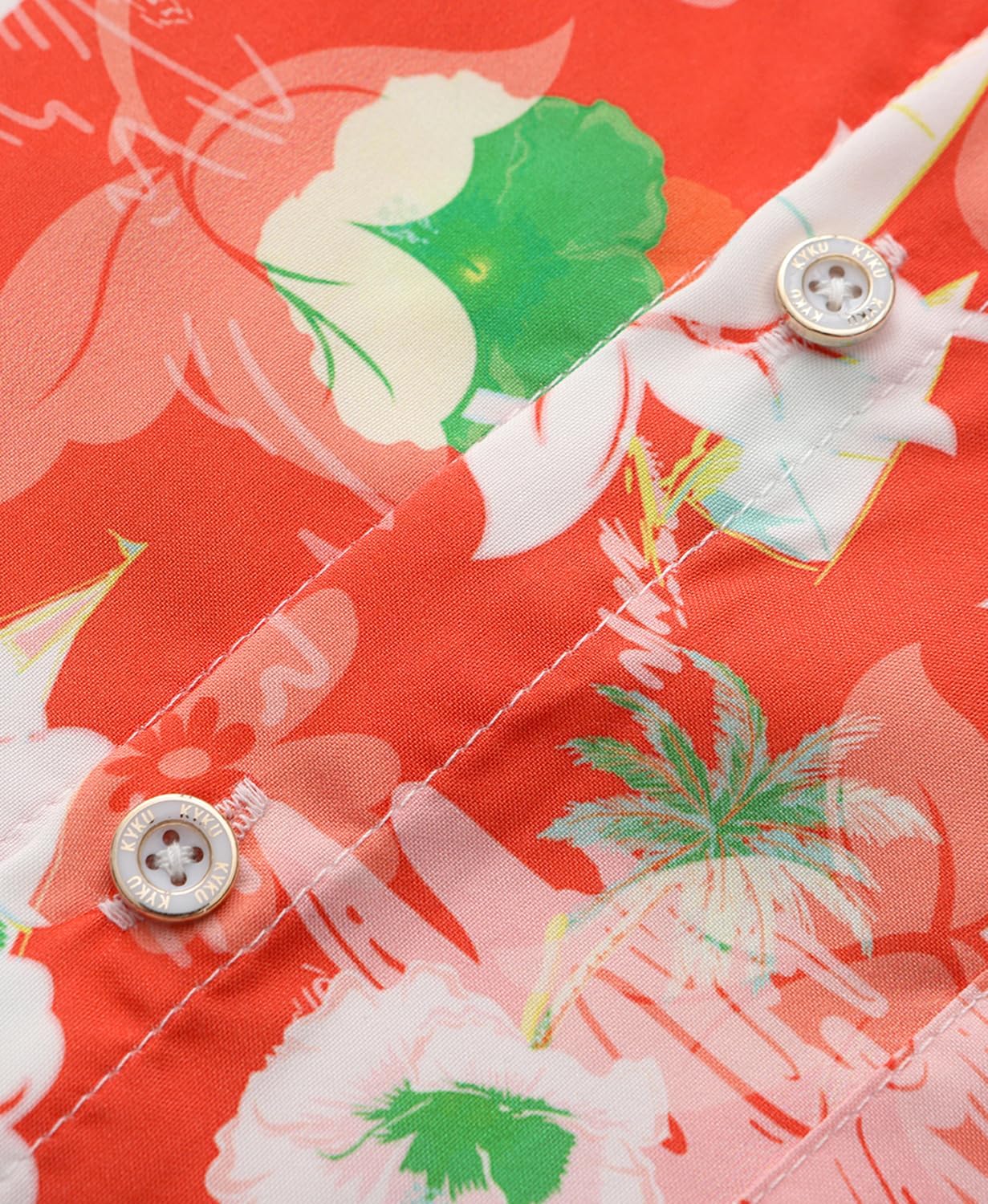 KYKU Men's Hawaiian Shirt Short Sleeve Button Down Casual Tropical Summer Beach Vacation Shirts with Pocket - Image 5