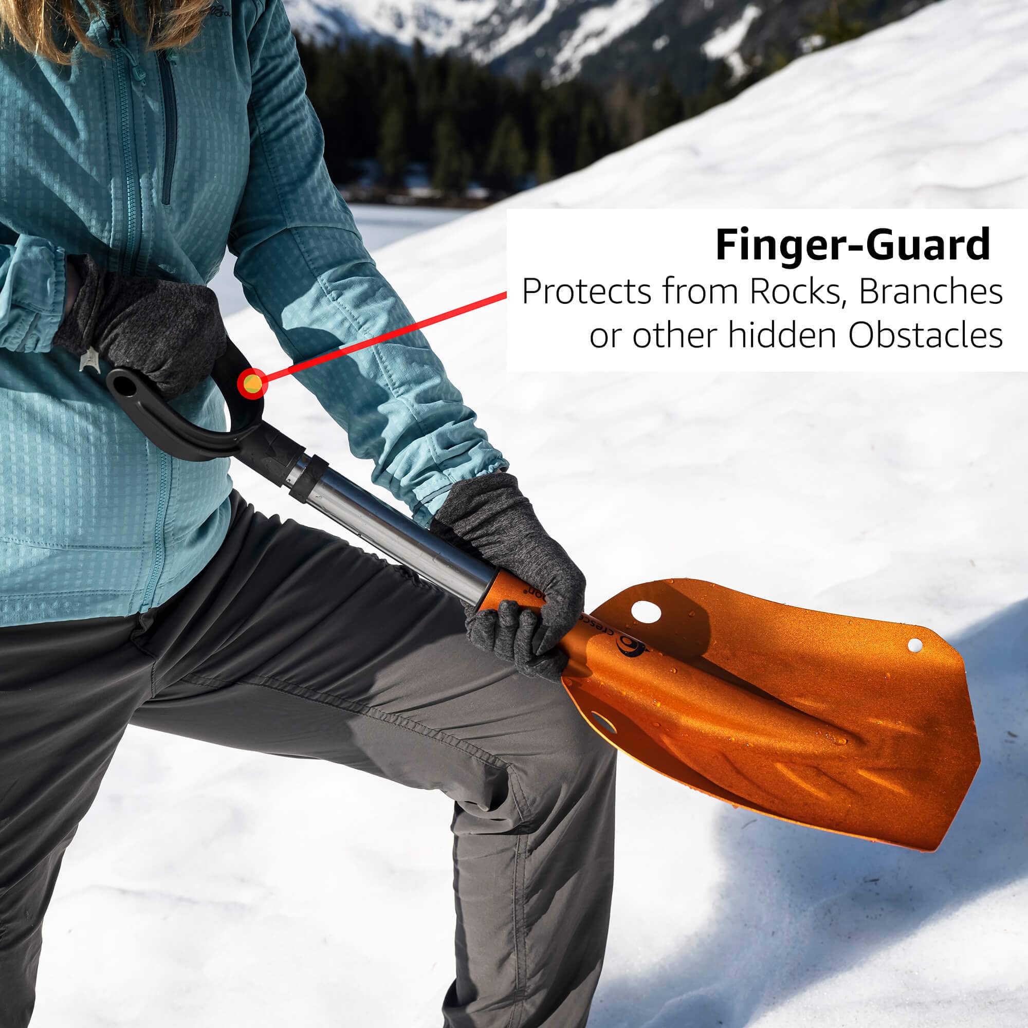 Crescent Moon Pala Plegable compacta: Pala portátil Ligera para Camping, emergencias, Coches, Aventuras en el Campo, cuatrimotos y Motos de Nieve - Pala pequeña Esencial para avalancha de Emergencia