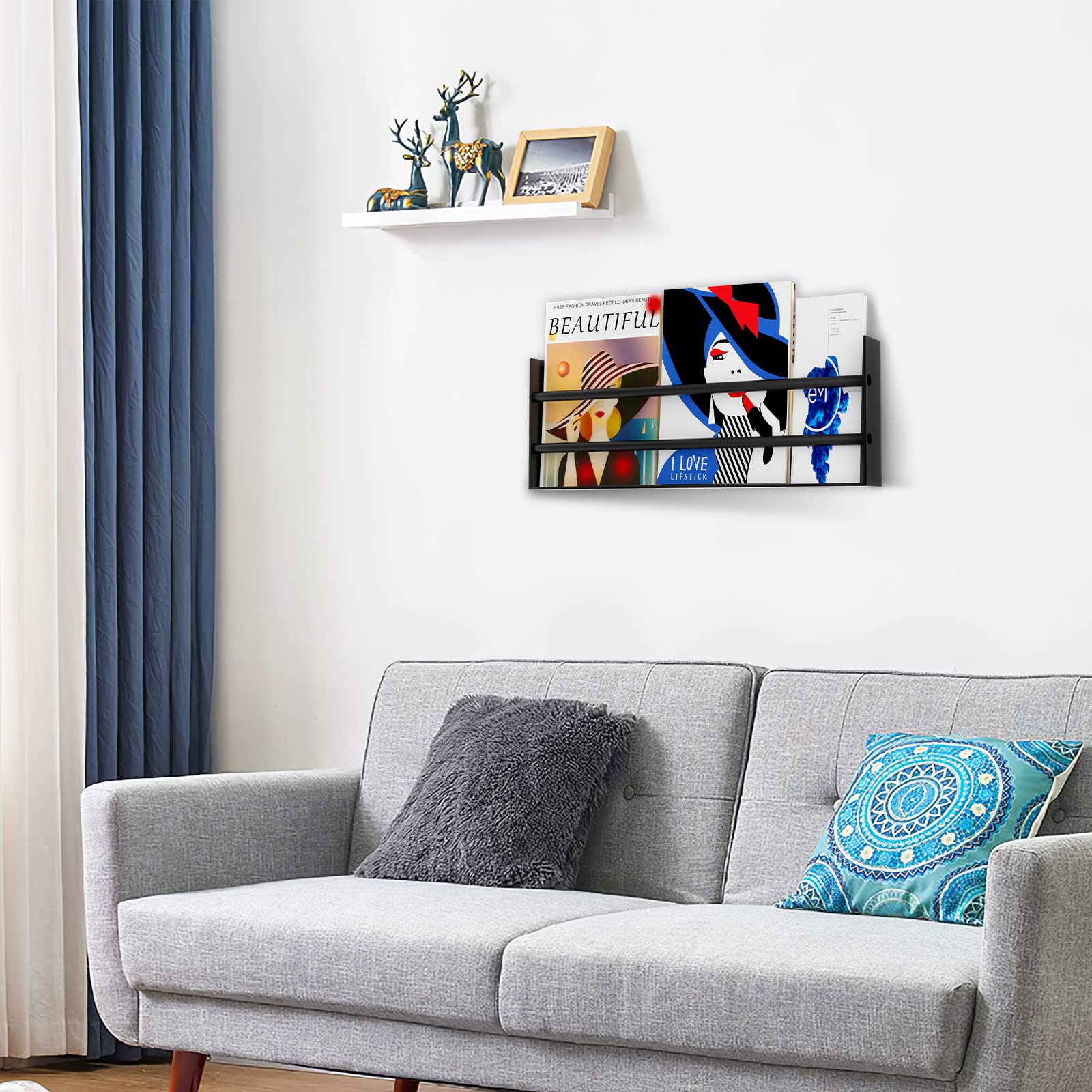 FUMAX Magazine Holder Wall Mounted - Modern Minimalist Magazine Rack File Storage Organizer Display Brochure Holder for Living, Kids, Bathroom, Waiting Room, Office & Home Decor