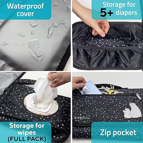 Miniatura 6 de Cambiador de pañales portátil para bebé, con almohada y correa incorporadas suaves para cochecitos, cómodo, ligero e impermeable, fabricado con