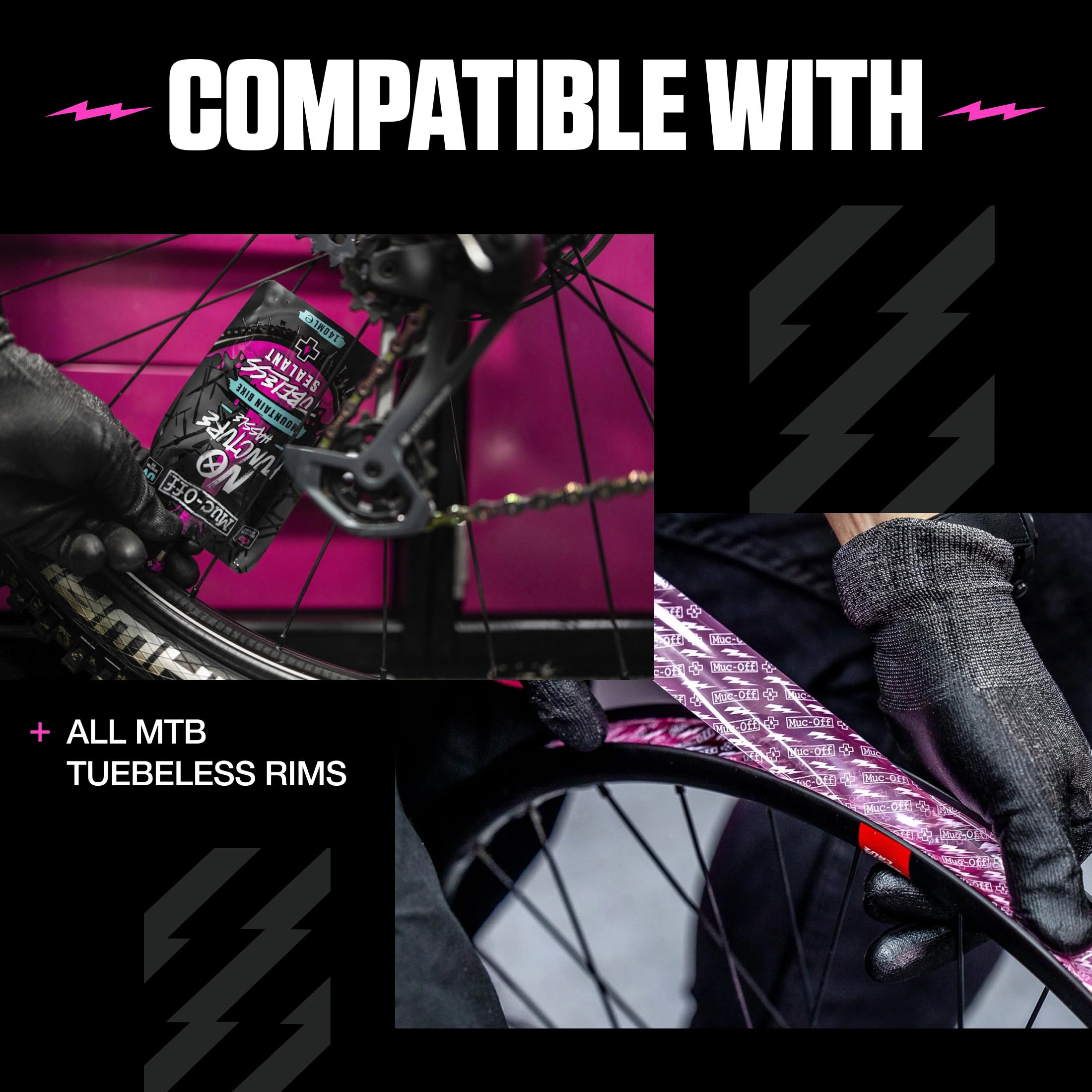 Muc-Off Kit Tubeless Completo per Biciclette Tubeless Ready, DH/Enduro - Include Nastro Tubeless, Pezze Riparazione Tubeless, Valvole Tubeless e Liquido Tubeless