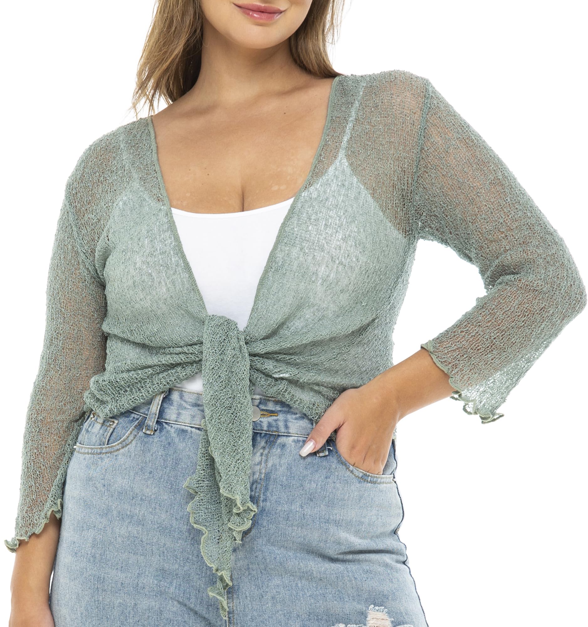 Back From Bali Womens Plus Size Shrug Bolero Sheer Cardigan Arm Cover 2X 3X 4X Lightweight