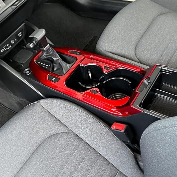 Center Console Gear Shift Panel Frame Cover Trim, Car Gear Shift Knob Console, Panel Trims,Cup Holder Frame Cover, Compatible with Kia K4 2025 Accessories Red