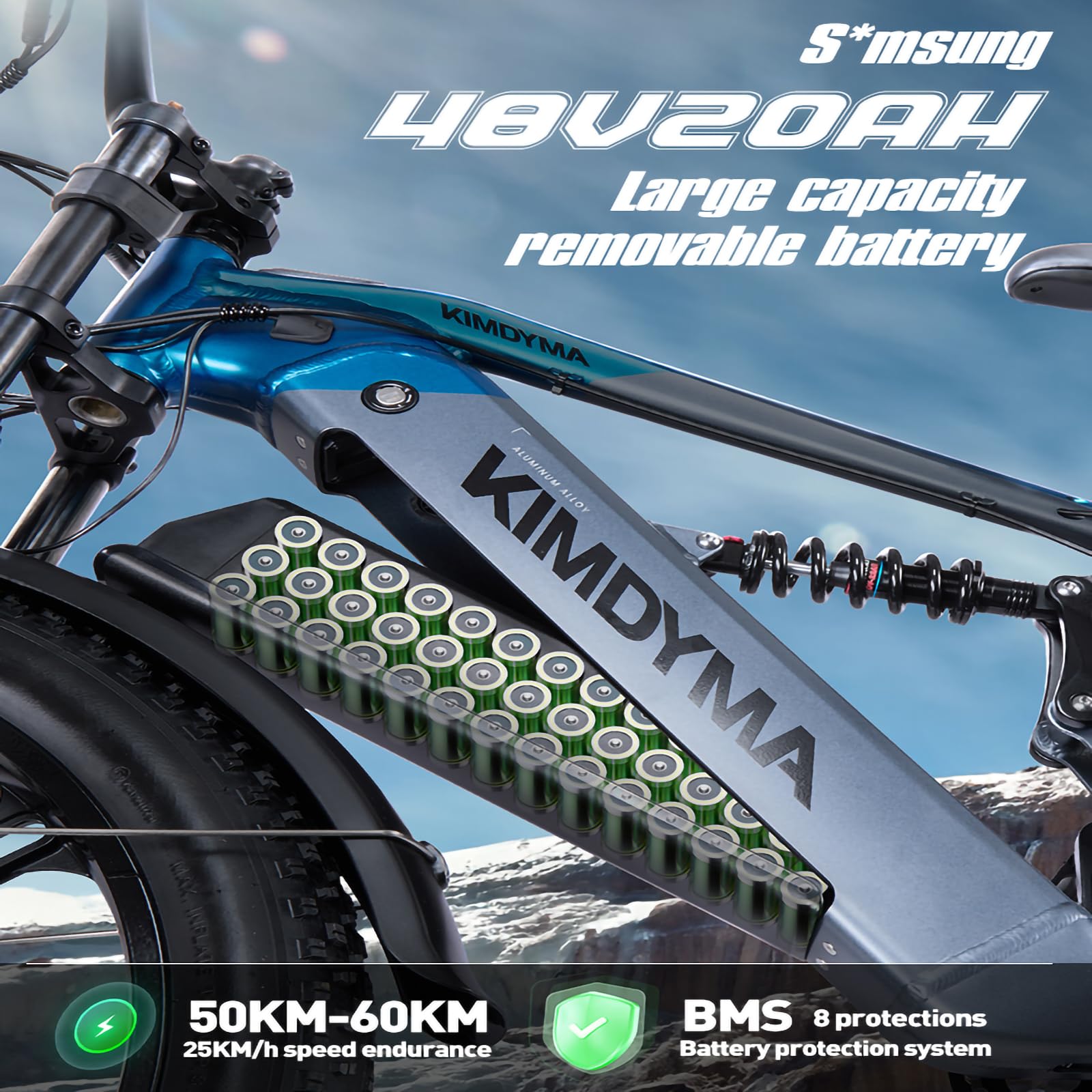 Bici Elettrica Mountain Bike Full Suspension | Batteria 48V 20Ah Autonomia fino a 160 km | Motore 80Nm | Modelli K1/K2/K3 per Uomo e Donna - E-MTB