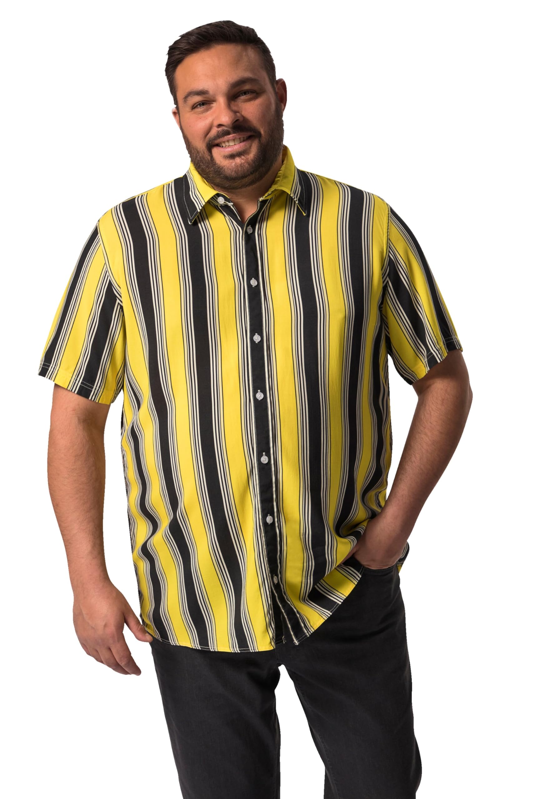 Men Plus Herren große Größen Übergrößen Menswear L-8XL Hemd, Halbarm, Bauchfit, Streifen, Kentkragen, Comfort Fit 829881