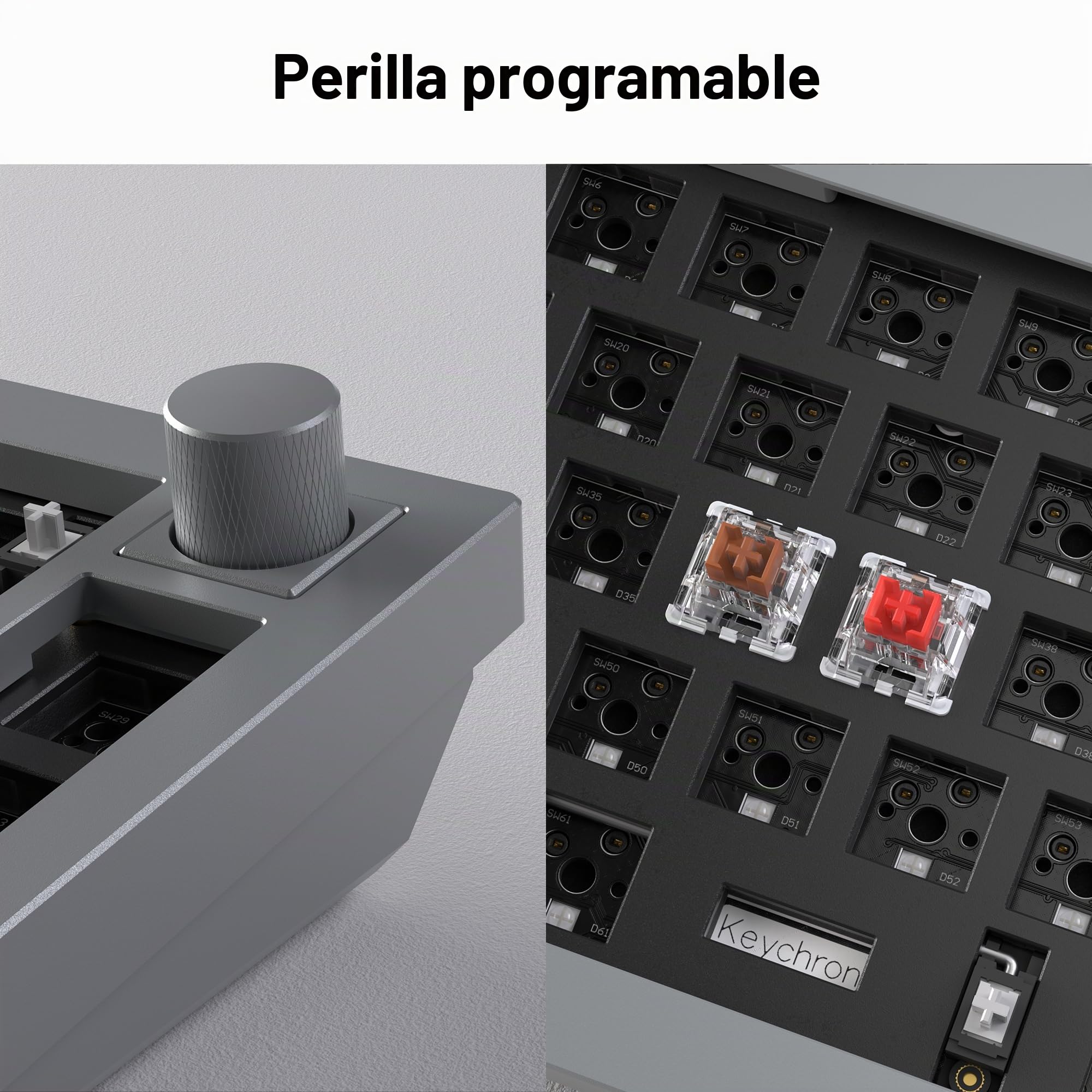 Keychron Q10 Pro Kit de Teclado Mecánico Alice 75% ISO, Cuerpo de Aluminio CNC, Programable QMK, RGB, Bluetooth 5.1, Kit de Juegos Barebone, para Interruptores de 3/5 Pines, Mac y Windows - Gris