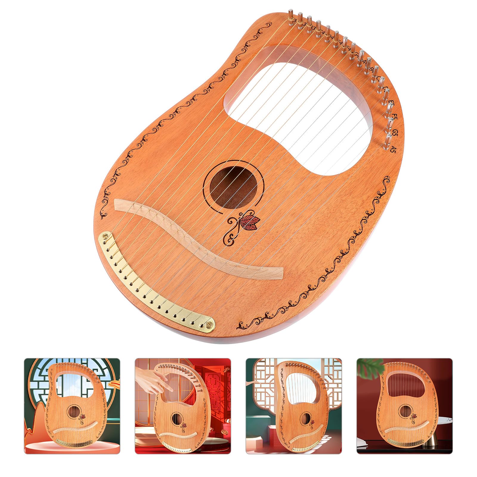 SUPVOX Lyra Arpa a 16 Corde Strumento Musicale in Legno Portatile Design Delicato Superficie Liscia per Musicisti Principianti Amatori e Performance