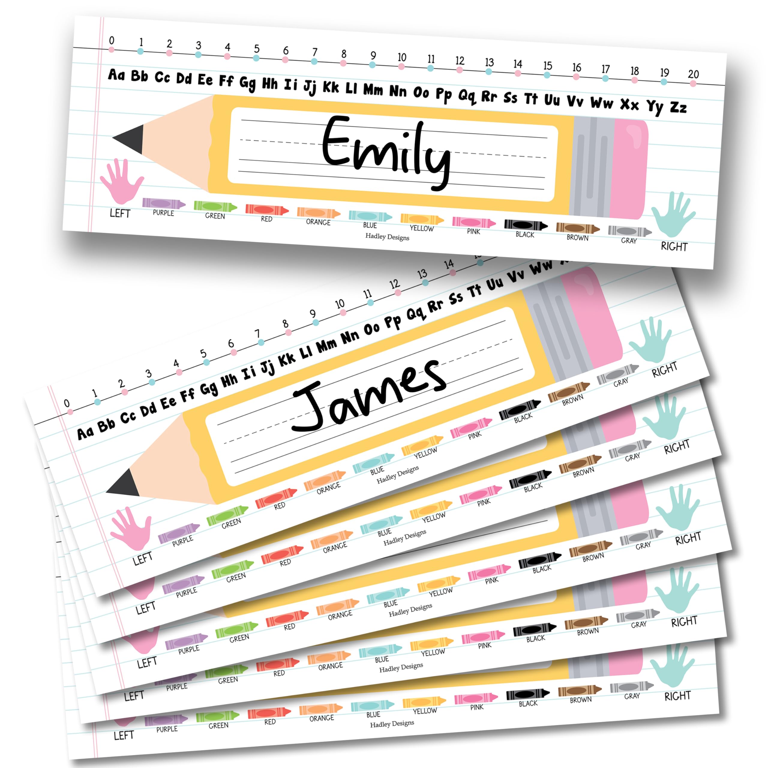Hadley Designs Desk Name Tags For Classroom -36 Student Name Plates For Classroom Kindergarten, Preschool, 1st, 2nd & 3rd Grade, 14.5 x 4.5 Teacher