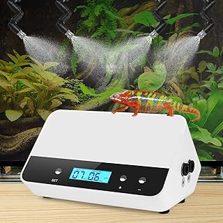Reptile Misting System,Automatic Reptile Mister Fogger with 4 PCS Adjustable Spray Nozzles,Reptile Humidifiers for Chameleon/Lizard/Snake/Turtle/Frog/Reptiles,White