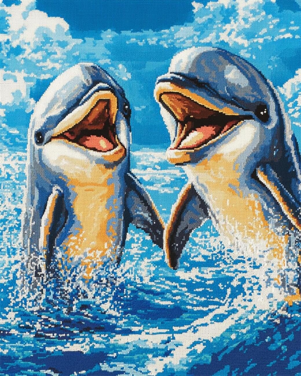 AxiangziK DIY Embroidery Kit Cartoon Dolphin 11CT 40x50cm