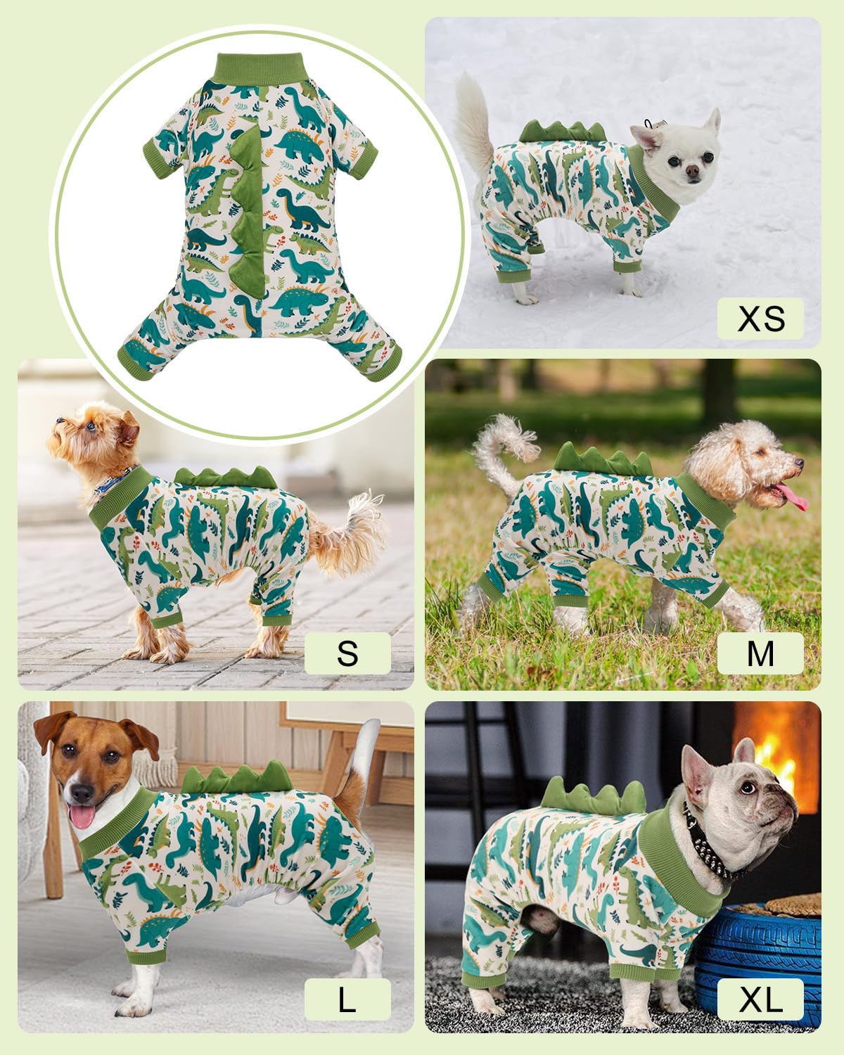 CuteBone Dinosaurier Kostüm Hund Pyjamas, elastische Spandex Kristall Samt Schlafkleidung Mantel für kleine Hunde, weiche und warme Haustier Outfit Kleidung für kaltes Wetter COSP05S-DE