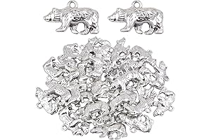 Cute 30-Piece Tibetan Alloy Antique Silver Bear Charms