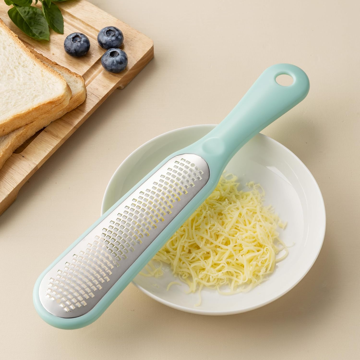 Lemon Zester Grater with Handle - 2-Piece Lemon Zester & Cheese Grater for Parmesan, Ginger, Garlic, Nutmeg, Chocolate (B)