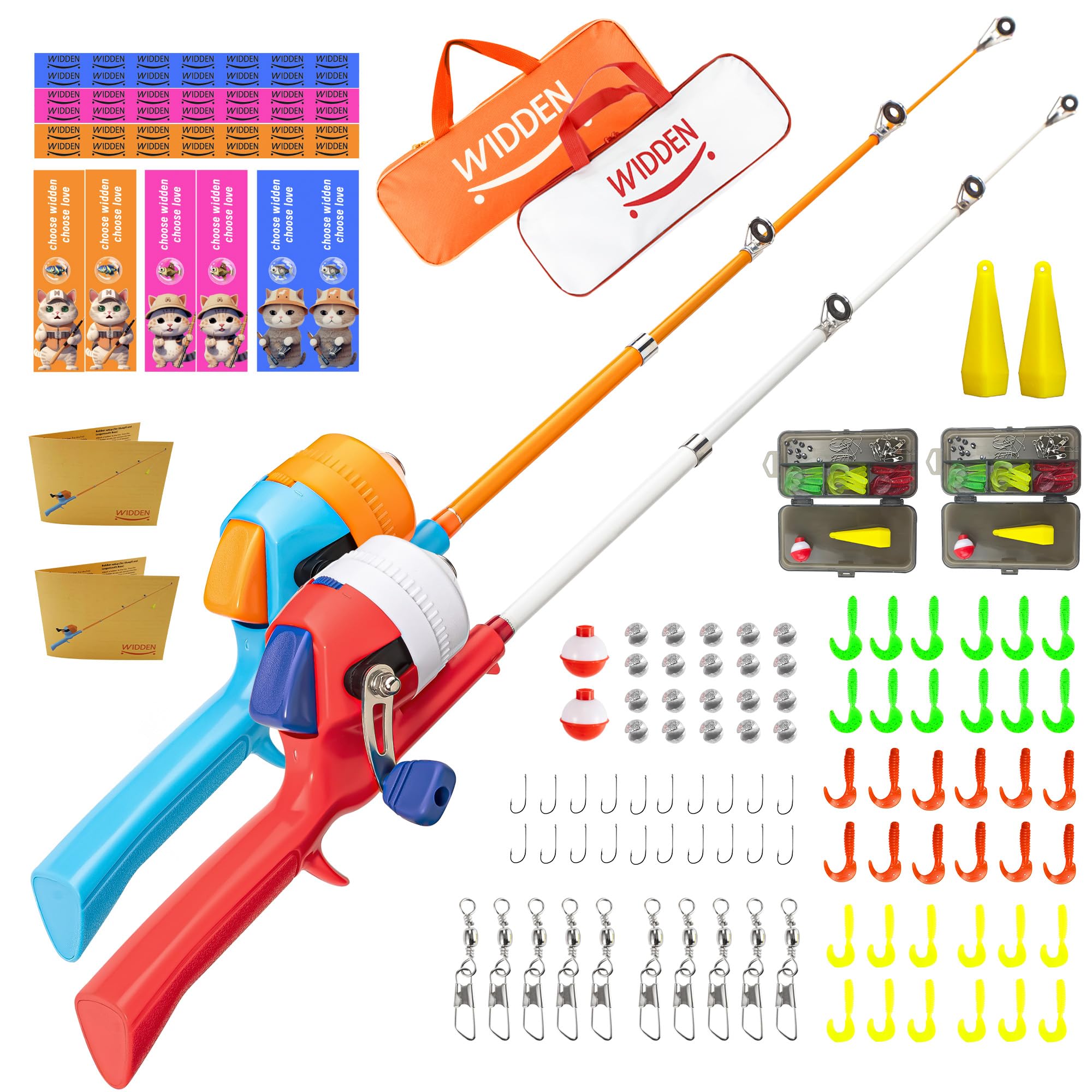 Kids Fishing Pole, Telescopic Fishing Rod, Toddler Collapsible Fishing Rod and Reel Combo with Tackle Box, Fishing Line, Bobber, and Soft Lures for