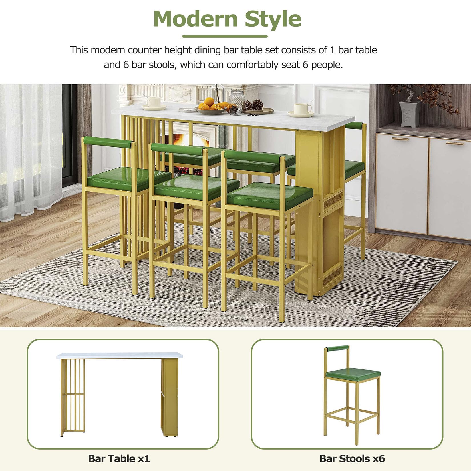 Amazon.com - 7-Piece Counter Height Dining Table Set for 6