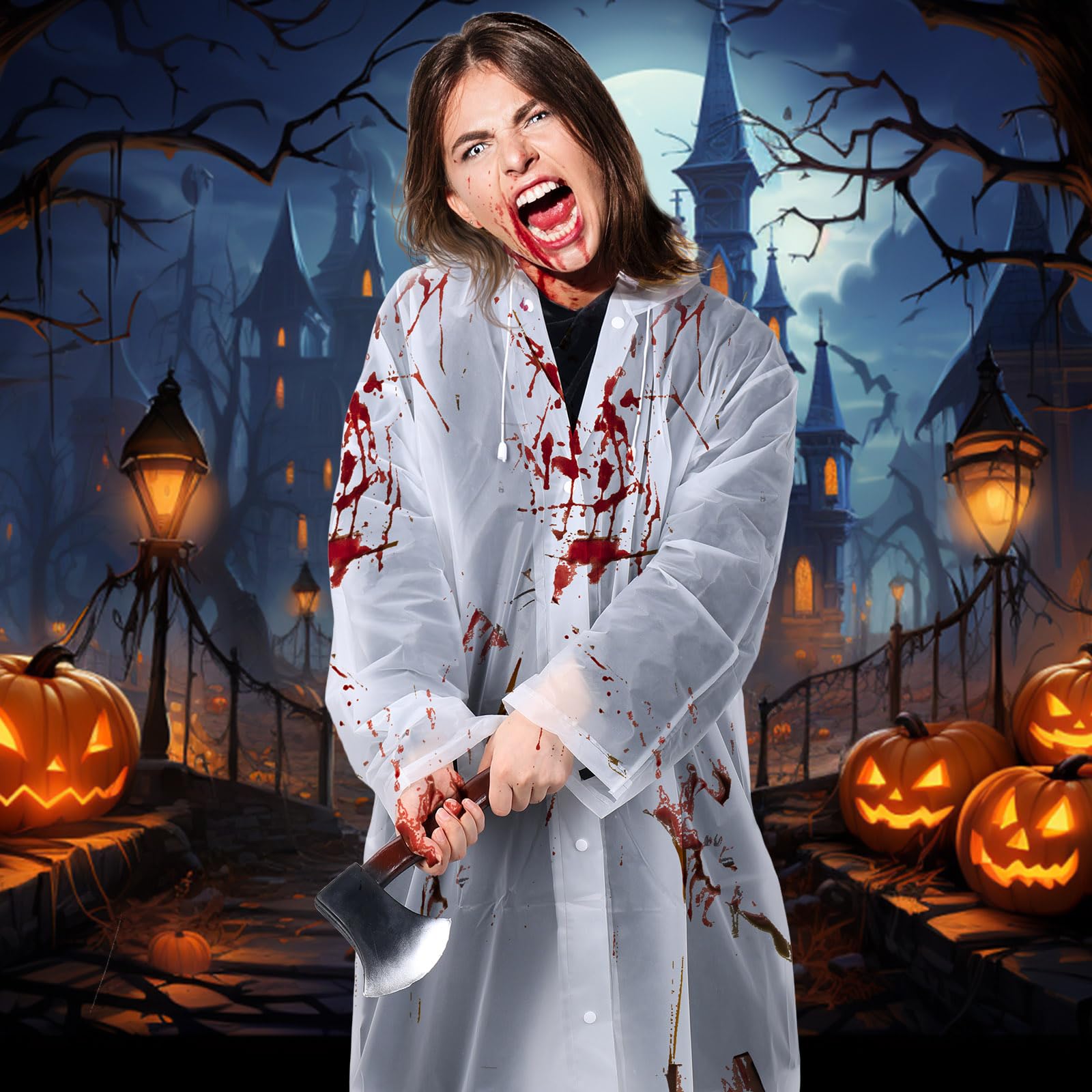 Akcesoria do kostiumu na Halloween, sztuczny strumień krwi, kapiący żel do krwi, płaszcz przeciwdeszczowy, pianka, siekiera, impreza cosplay, straszny horror, przebranie dla dorosłych