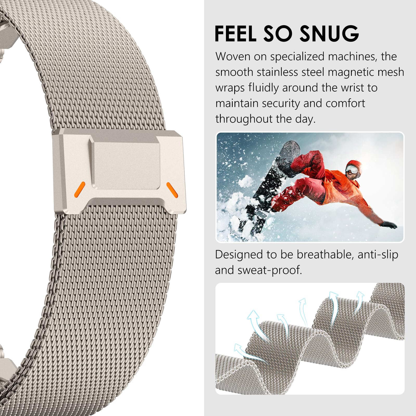 CHANCHY Milanese Strap for Apple Watch Strap 49mm 46mm 45mm 44mm 42mm(Series 3) - Image 4
