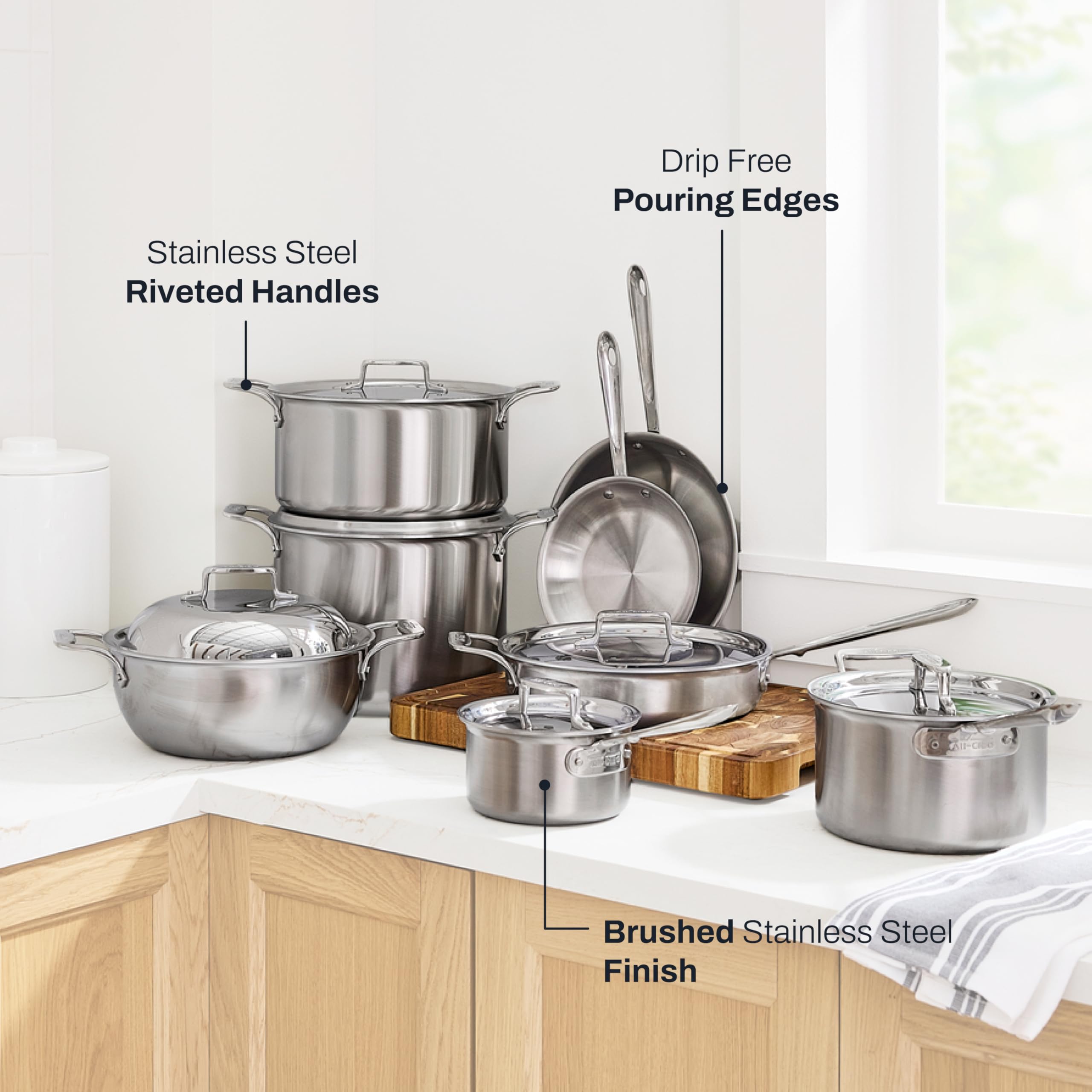 All-Clad D5 5-Ply Brushed Stainless Steel Cookware Set 14 Piece