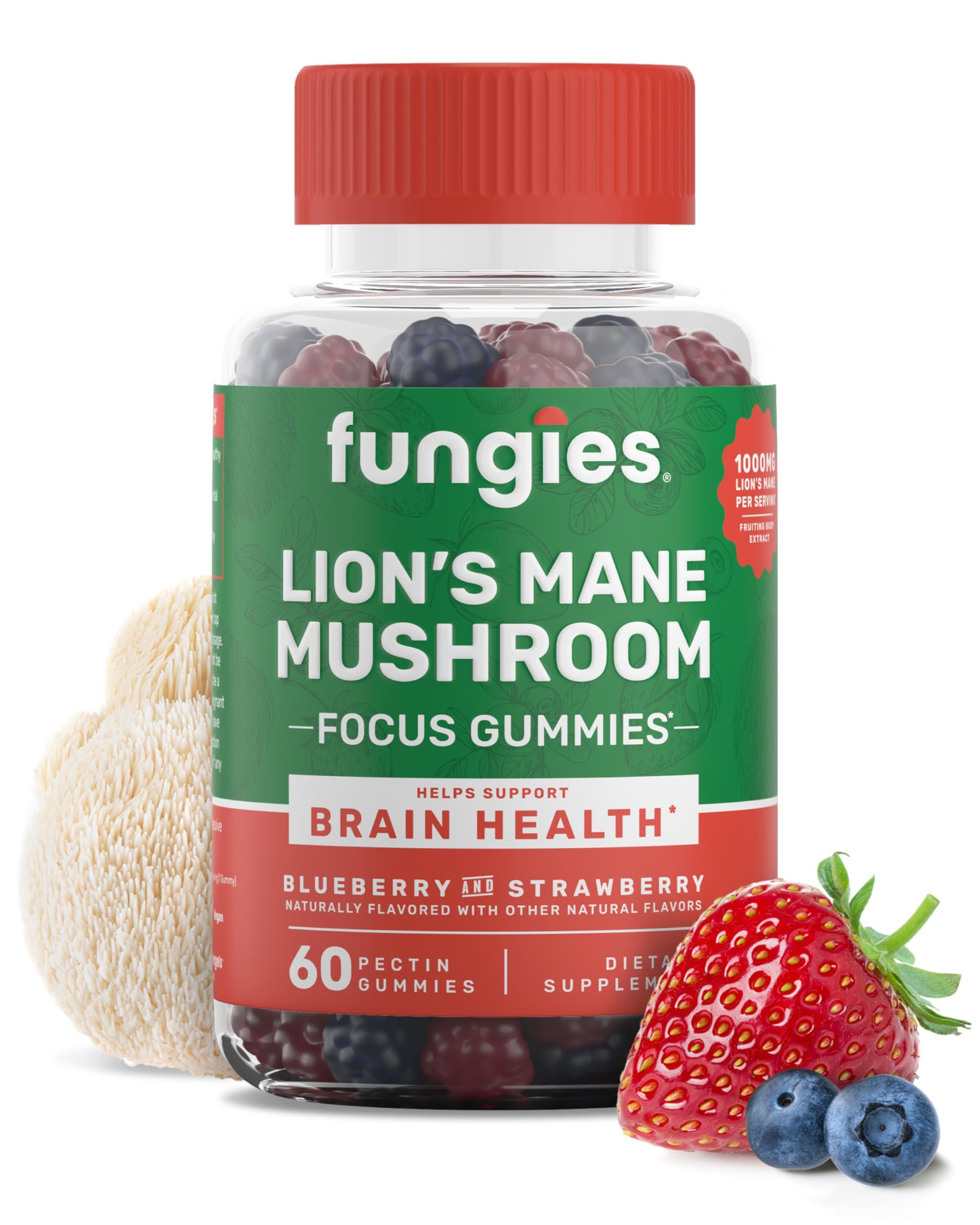 Fungies Suplemento de Cogumelo Juba-de-Leão 1000 mg, 60 gomas