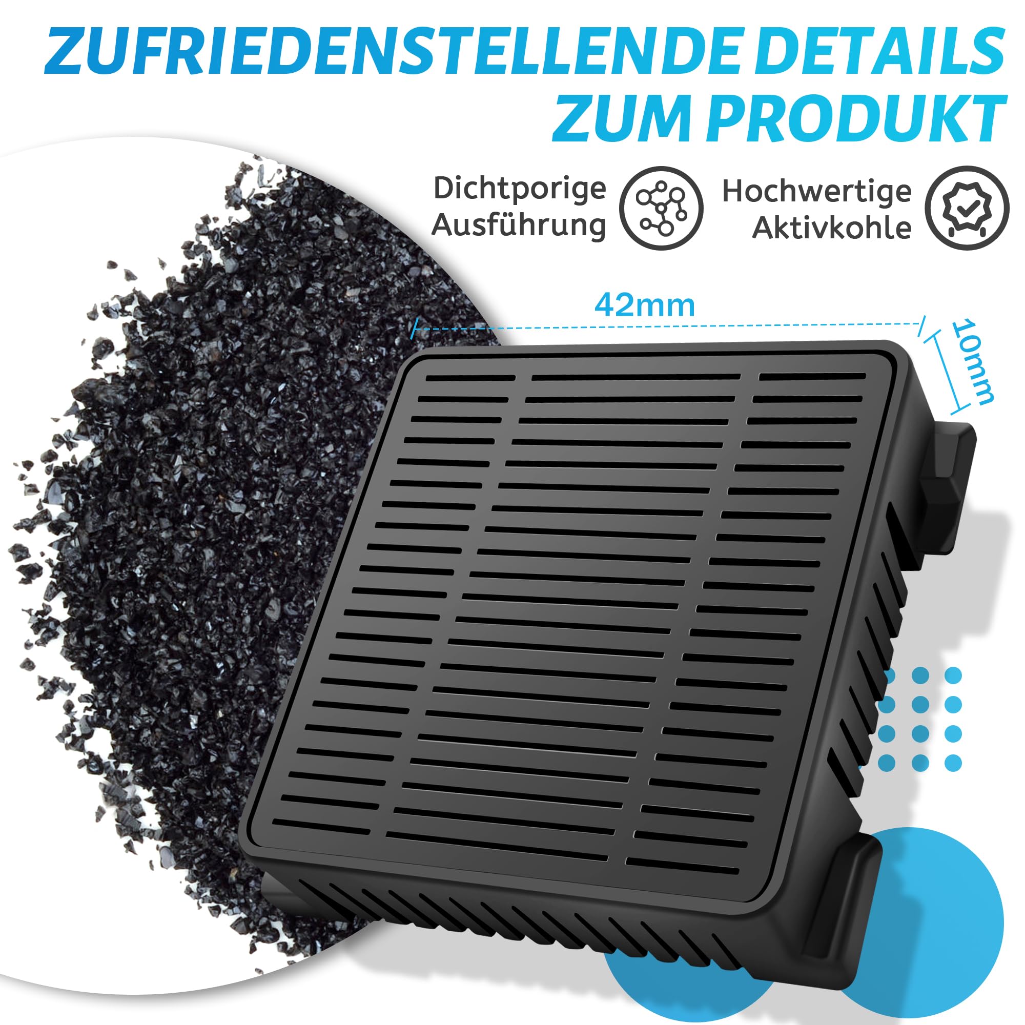 Lot de 4 filtres à charbon actif pour réfrigérateurs 9096989 9882460 9882429 988246000 7440021-00 Fresh Air avec charbon actif