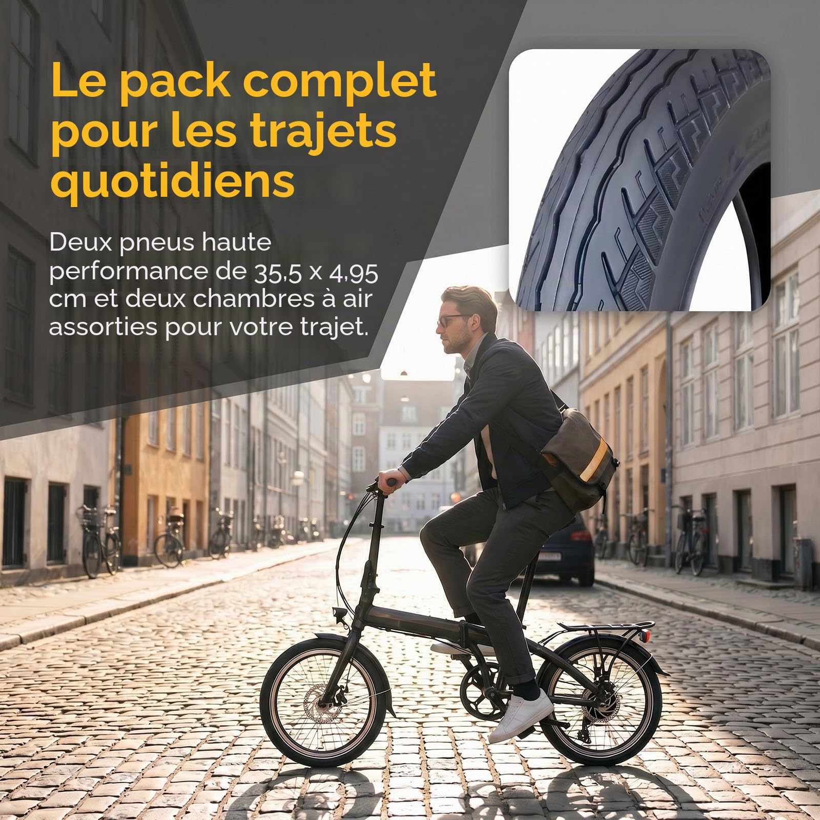 2pcs 14x1.95 Pneu pour Vélo Électrique | 14 1.95 Pneus Antidérapants Résistants aux Crevaisons avec Chambre à Air | Pour Vélos Pliants