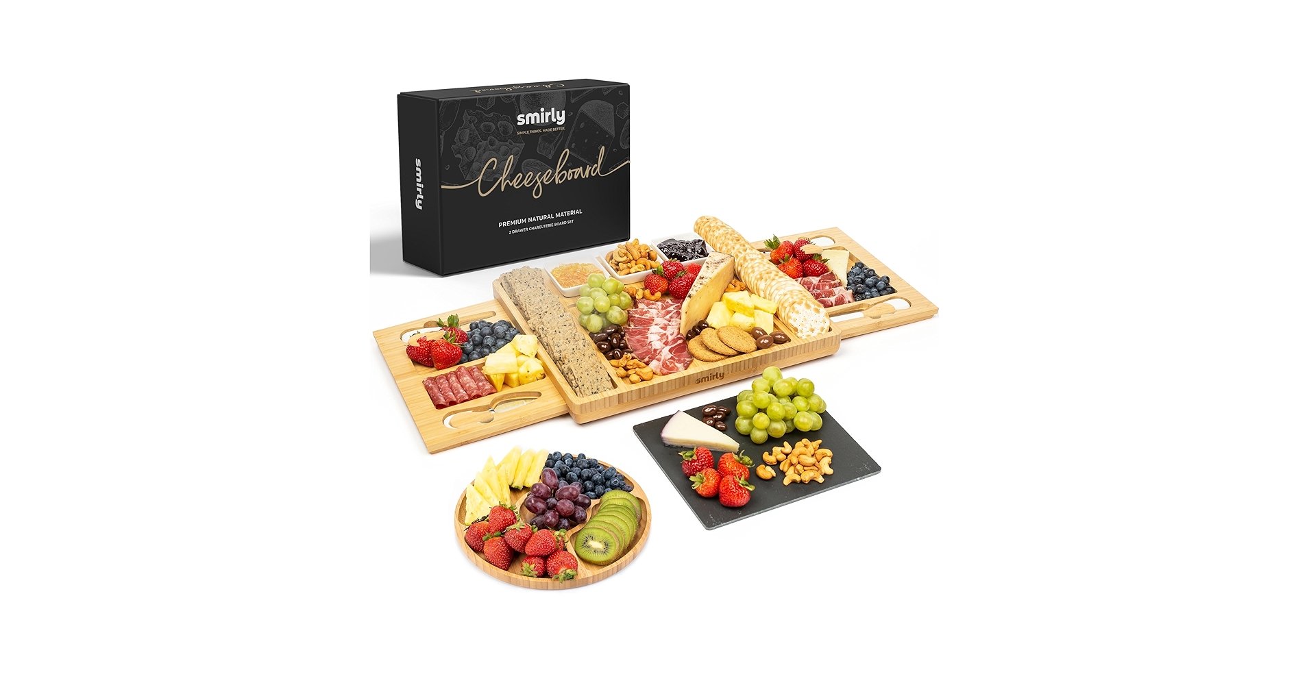 Amazon.com | Smirly Charcuterie Board Set - Large Bamboo Cheese