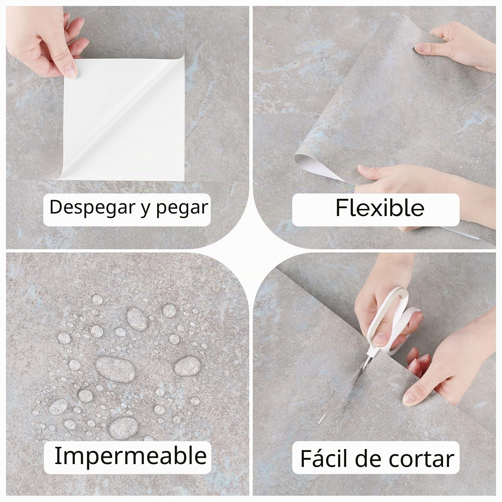 24 Piezas Suelos De Vinilo Adhesivos Para Suelos Baldosas Adhesivas Suelo Flexibles Suelo Vinilo Autoadhesivo Gris Para Baño Lavable Suelo Vinilico Click Vinilo Suelo Cocina 60 x 30cm
