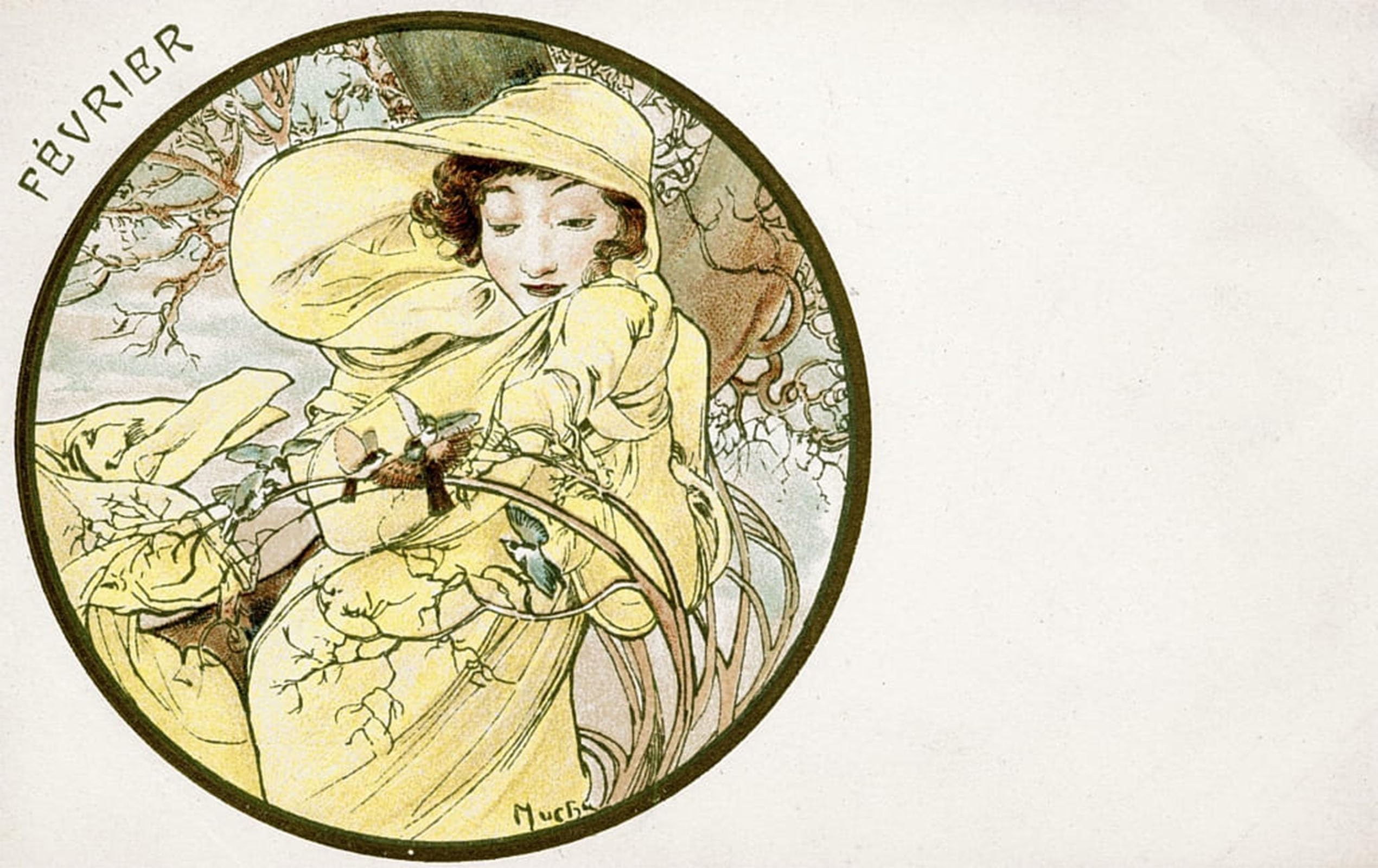 HRJUBWREE Retro Picture Art Painting Wall Poster the Dance by Alphonse Mucha Vintage Art Print for Home Decor 60x90cm