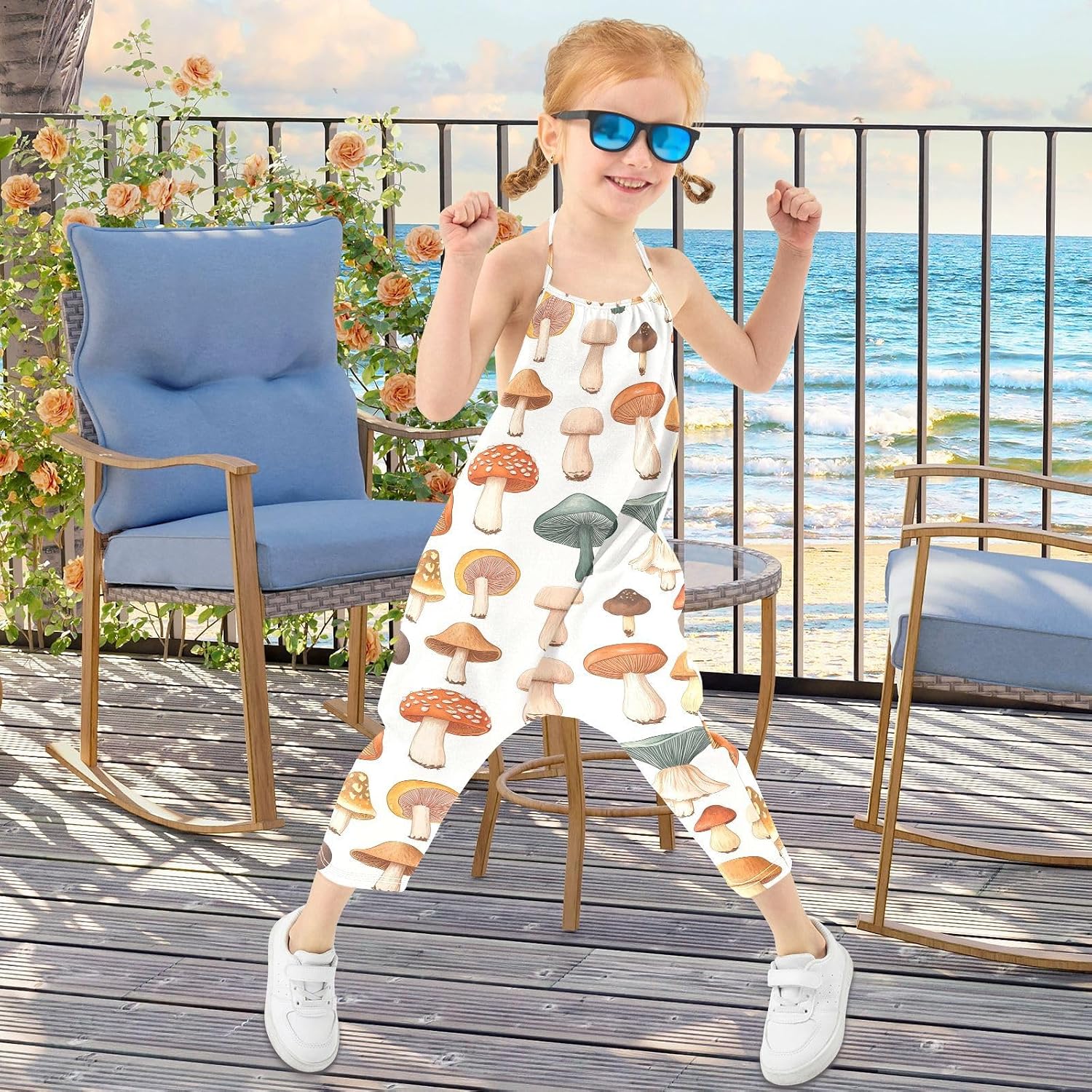 Fresh Mushroom Toddler Girl Clothes Sleeveless Romper Jumpsuit for Girls Summer One Piece Romper Pants Size 1-6T