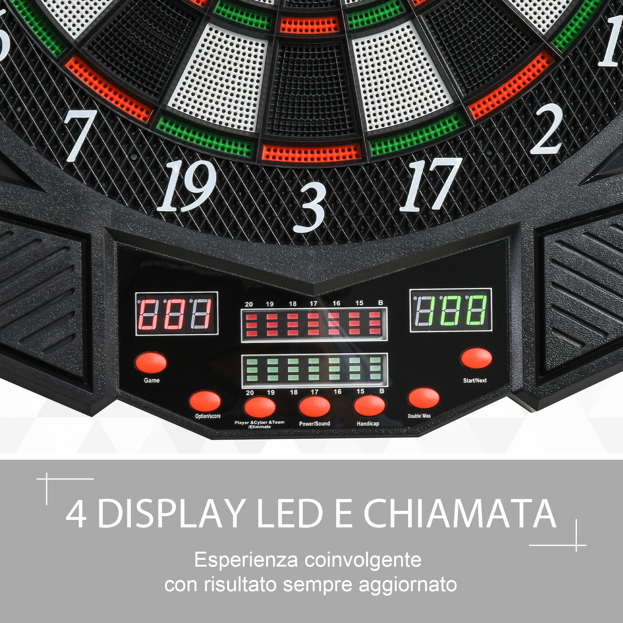 Homcom Bersaglio Elettronico Digitale 12 Freccette 8 Giocatori 27 Giochi 216 Varianti