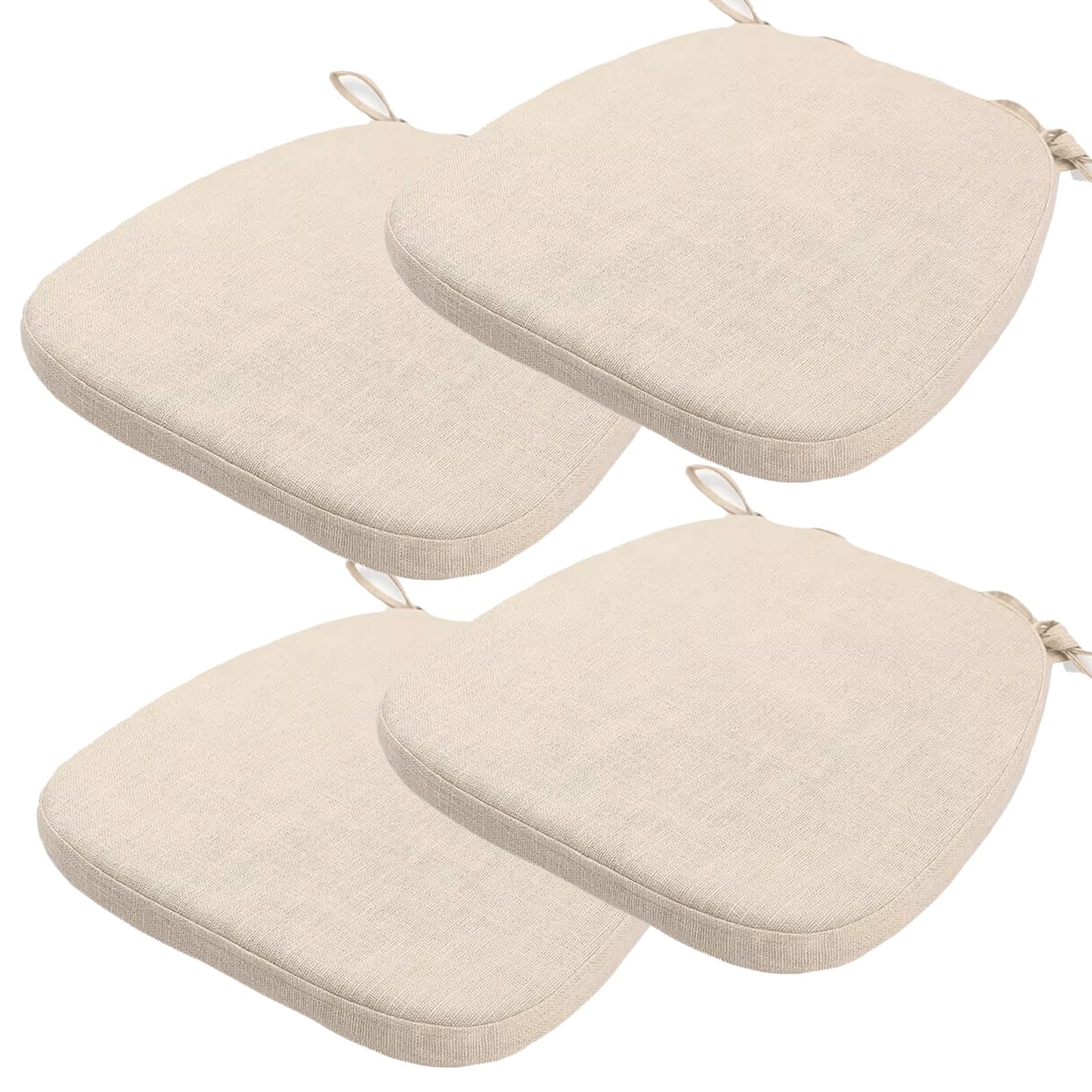 Coussin de chaise de salle à manger beige lot de 4 avec sangles antidérapantes 43x40 cm