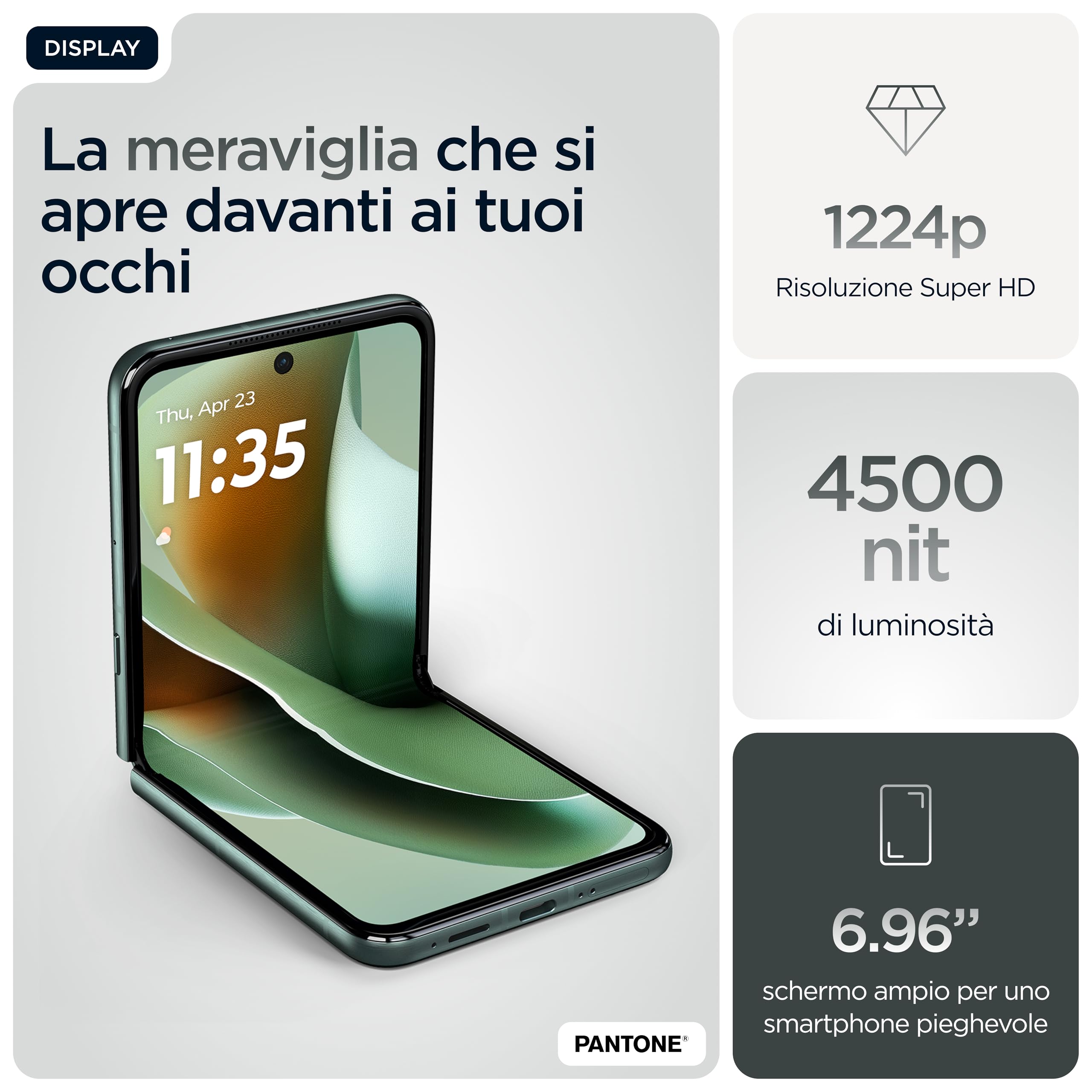 Motorola Razr 60 Ultra con Moto AI (16/512GB, 50+50MP, selfie 50MP, display esterno 4.0" interno 7" pOLED 165Hz, Qualcomm Snapdragon 8 Elite, 4700mAh, 5G, Dual SIM, Android 15) PANTONE Scarab | 16/512GB, 50+50MP + selfie 50MP, Display esterno 4.0" interno