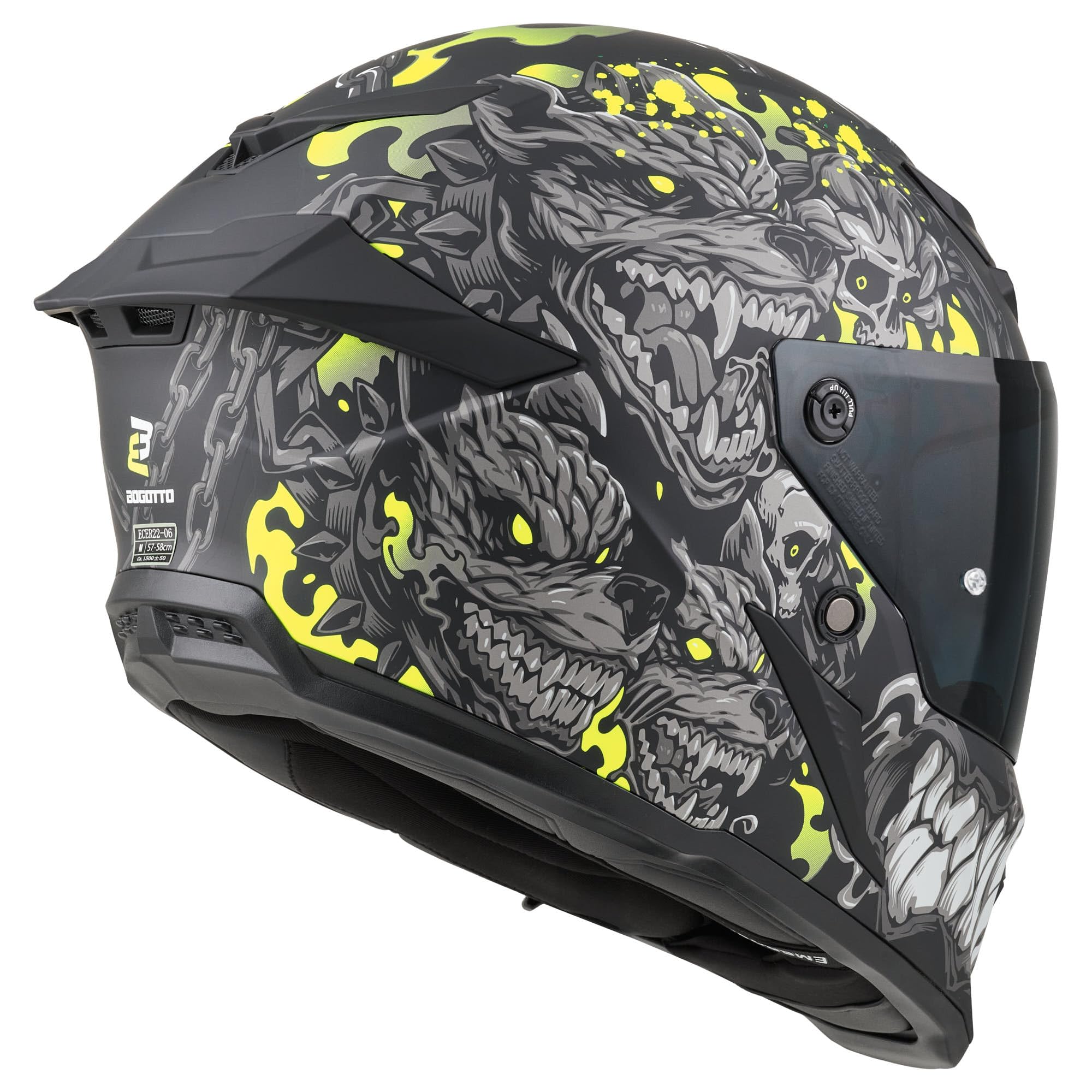 Bogotto Blade Gatekeeper Casque, noir gris jaune, XS