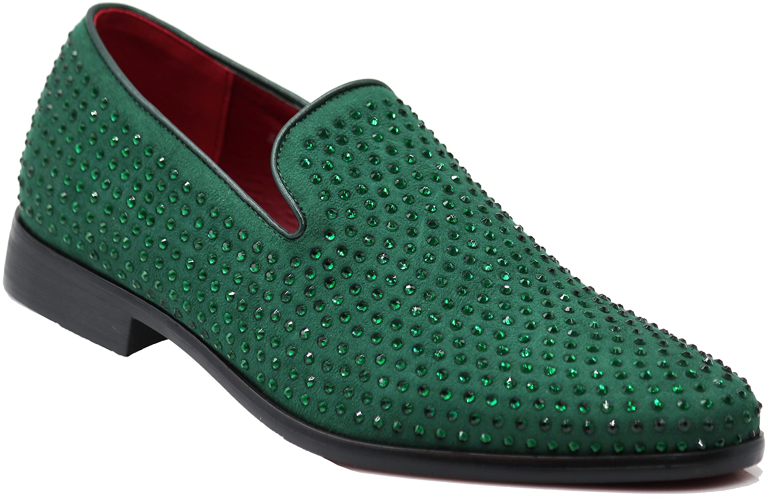 SPK26 Men's Vintage Velvet Rhinestone Designer Dress Loafers Slip On Shoes Classic Tuxedo Dress Shoes
