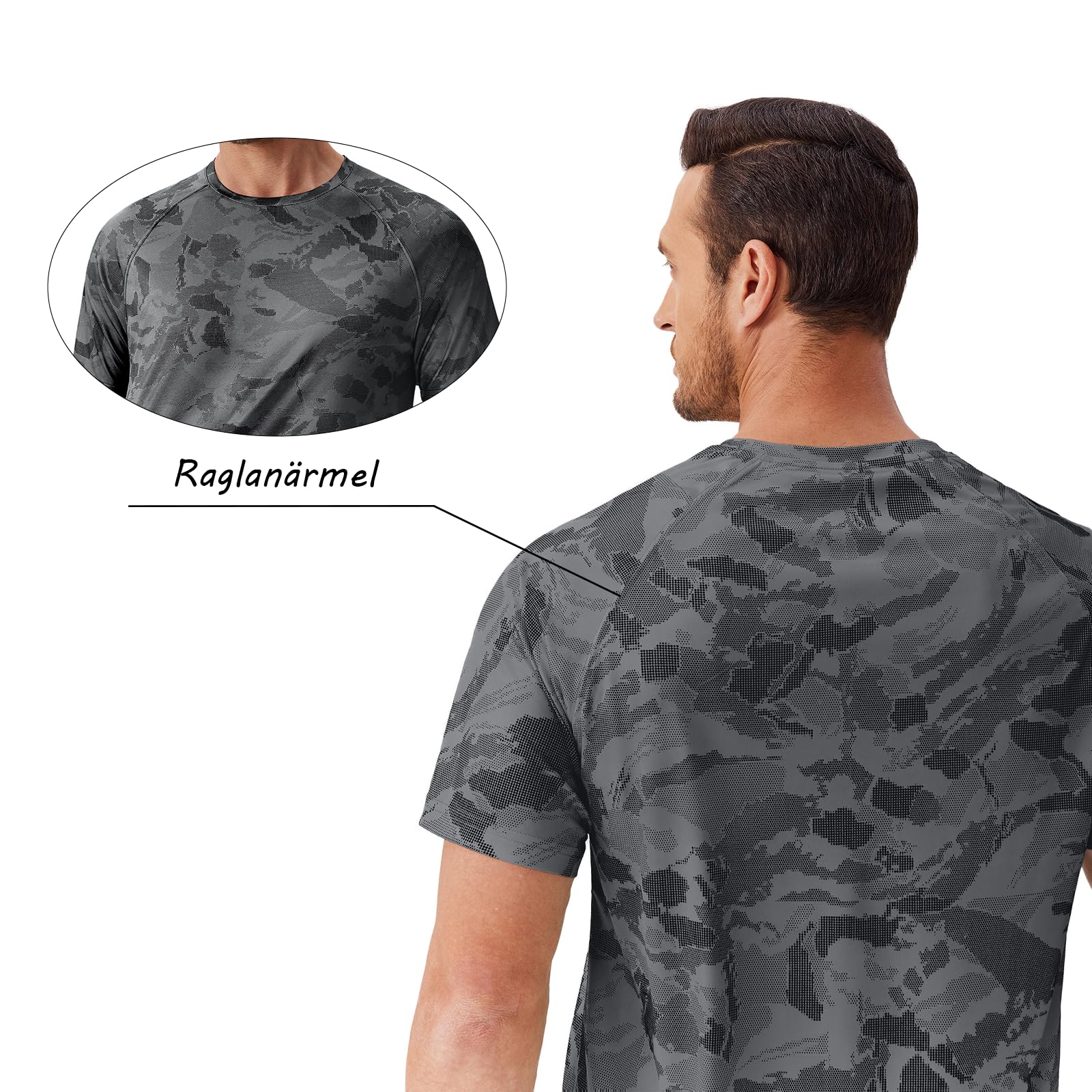 PINSPARK Camiseta UV Hombre Rashguard Manga Corta Protección Solar UPF 50+ Deportiva