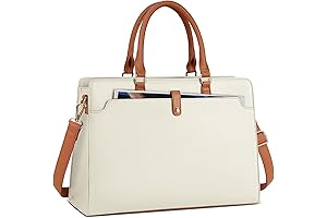 Large Beige Leather Laptop Bag for Women