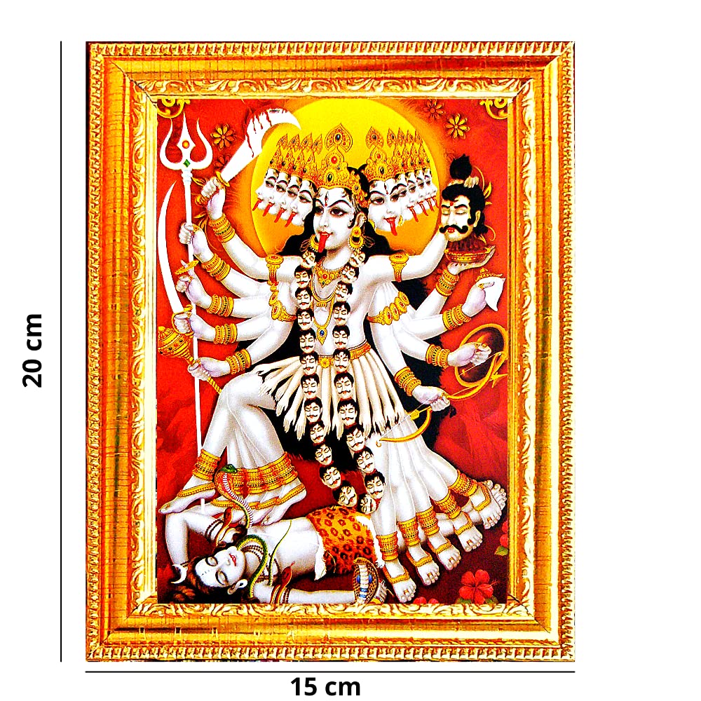 Suninow Kali MATA Photo | God Goddess Religious Framed Painting for Wall and Pooja/Hindu Bhagwan Devi Devta Photo Frame/God Poster for Puja (Kali maa)