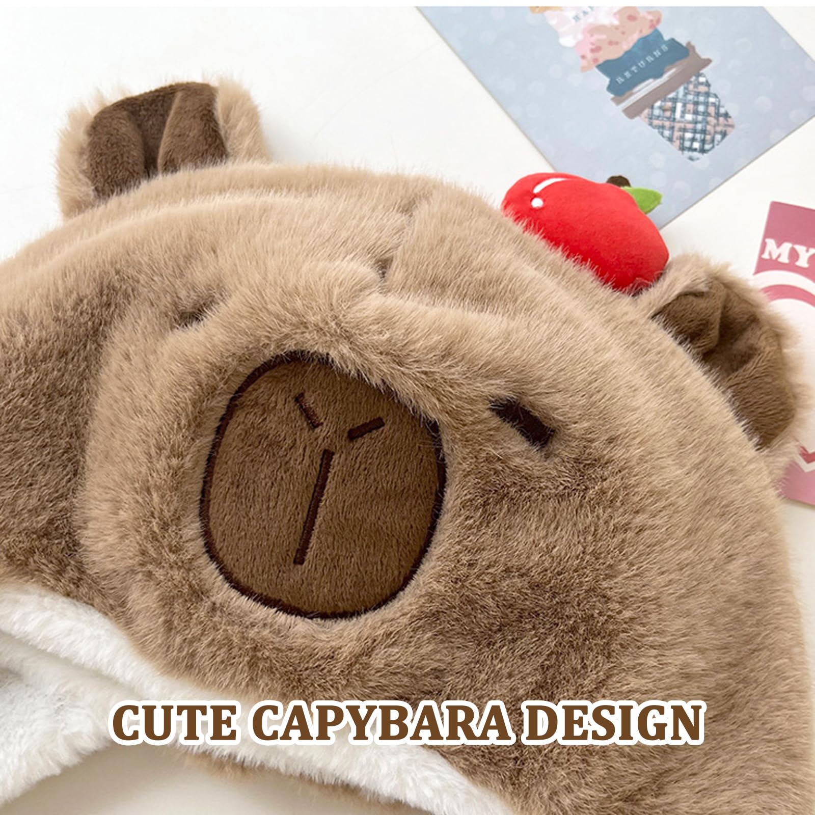 Rosyjska czapka, czapka zimowa typu chapka dla kobiet, Ushanka Pluszowa czapka Capybara, czapka ukryta w uszach, urocza czapka trapera, zimowa czapka z ochraniaczami na uszy na zimną pogodę