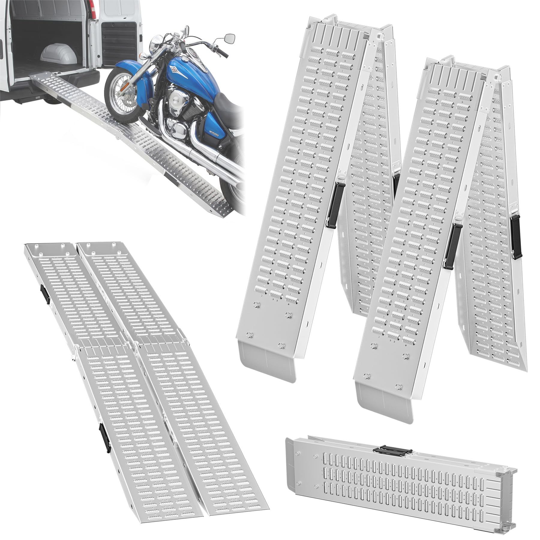 ACXIN 2er Auffahrrampe Klappbar Auffahrrampe Laderampe Verladerampe Anhängerrampe Verzinkter Stahl rutschfeste Belastbar bis 200kg Pro Stück