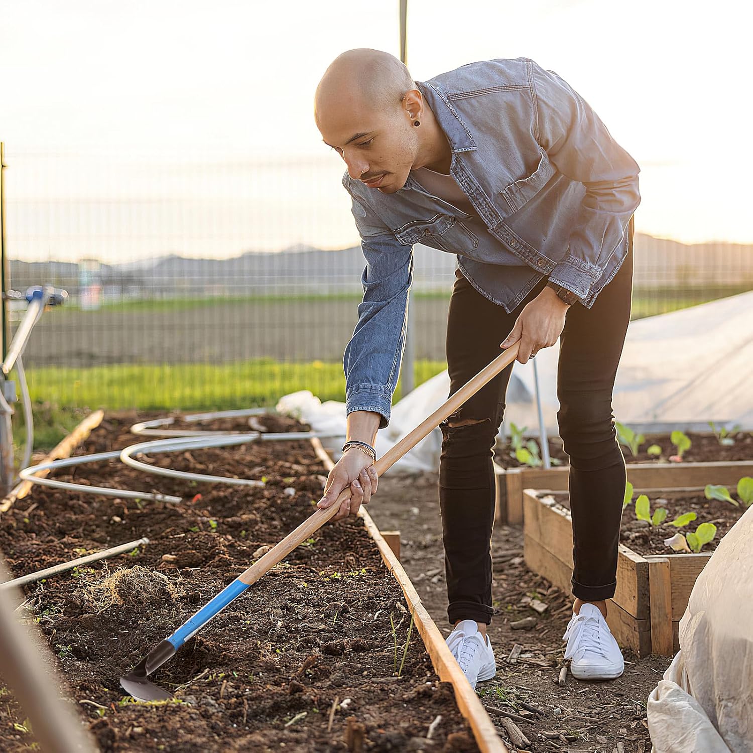 Baluue Garden Hoe Metal Hand Hoe Replacement Pull Weeder Soil Cultivator Loosening Tool for Weeding Planting Digging