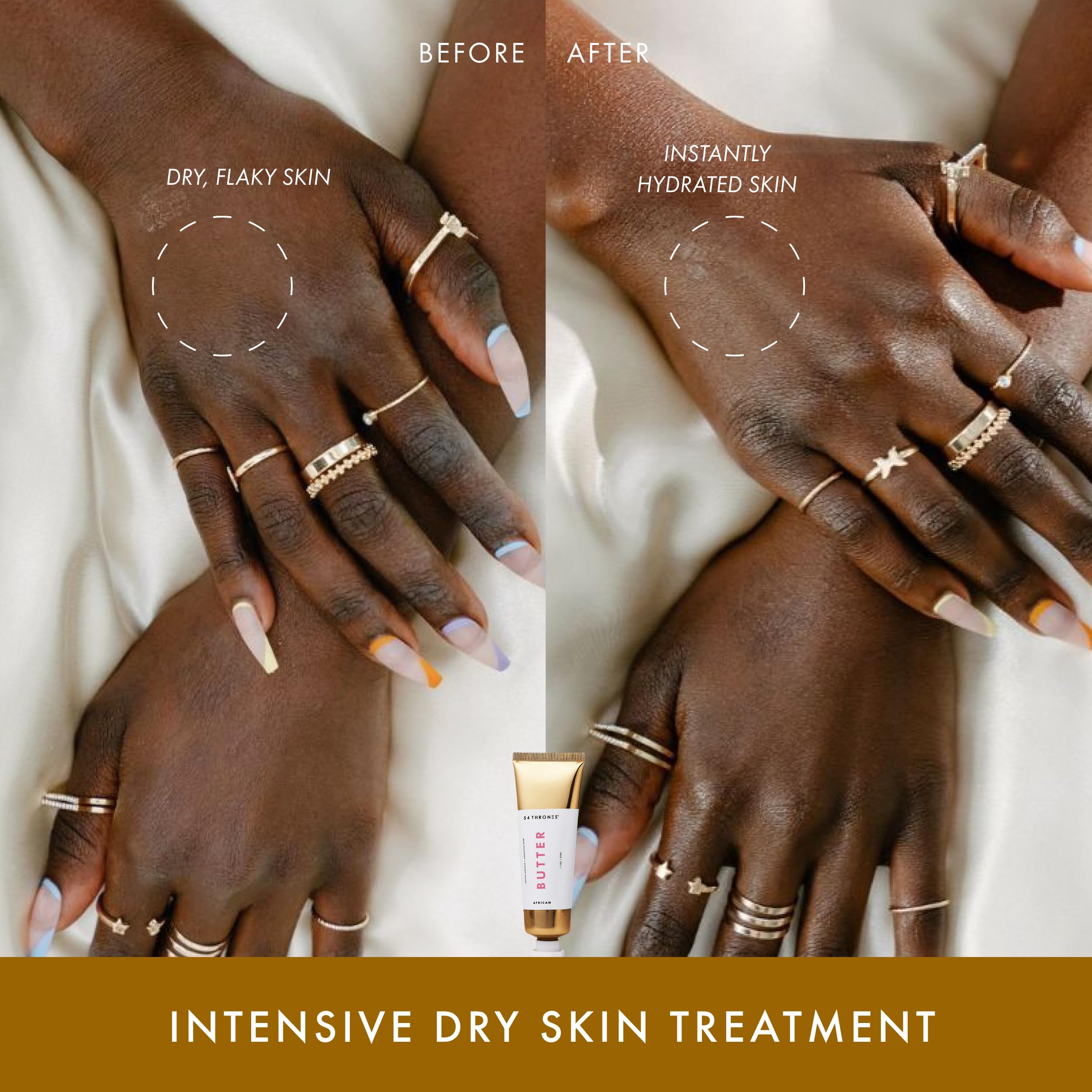54 Thrones Oprah's Favorite Things: African Beauty Butter Collection Deluxe Lata, soporte intensivo para la piel seca, mantequilla corporal hidratante para mujeres, bloquea la humedad, juego de 5